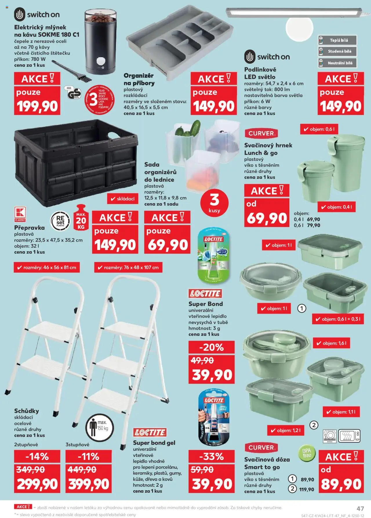 Kaufland leták od 11.06.2025 | Strana: 47 | Produkty: Mlýnek na kávu, Lednice, Přepravka, Elektrický mlýnek na kávu