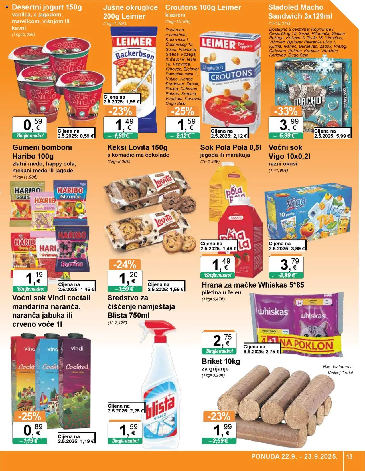 KTC katalog | vrijedi od 17.09.2025 | Stranica: 13 | Proizvodi: Whiskas, Keksi, Sok, Piletina