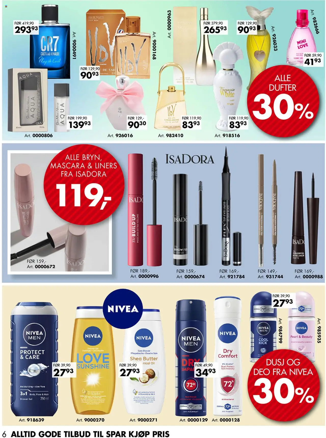  | Side: 6 | Produkter: Antiperspirant, Shower Gel, Eau de toilette, Eyeliner