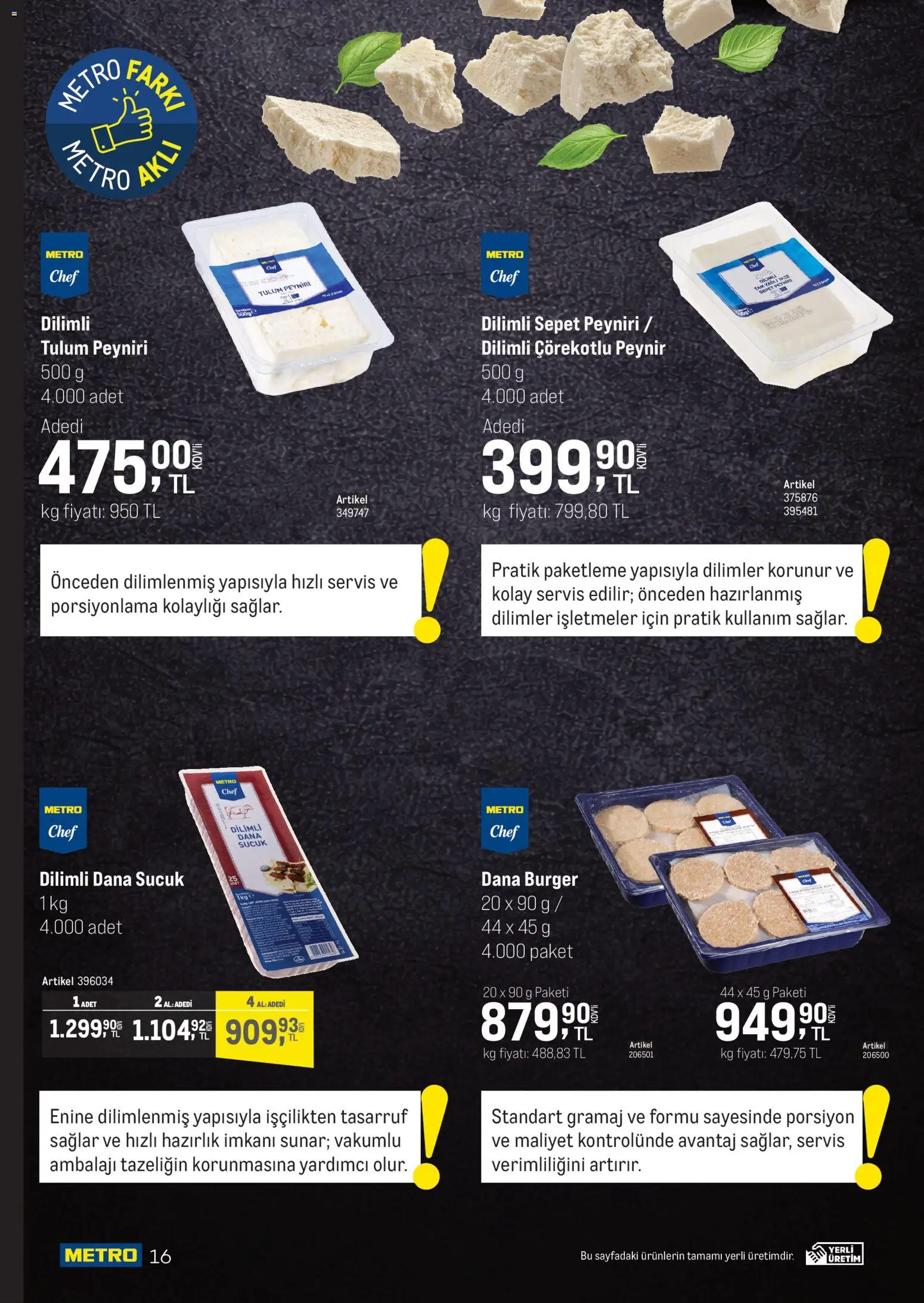 Metro - Şehir Otelleri - 22.04.2026 tarihinden itibaren geçerlidir | Sayfa: 16 | Ürünler: Sepet, Peynir, Tulum, Sucuk