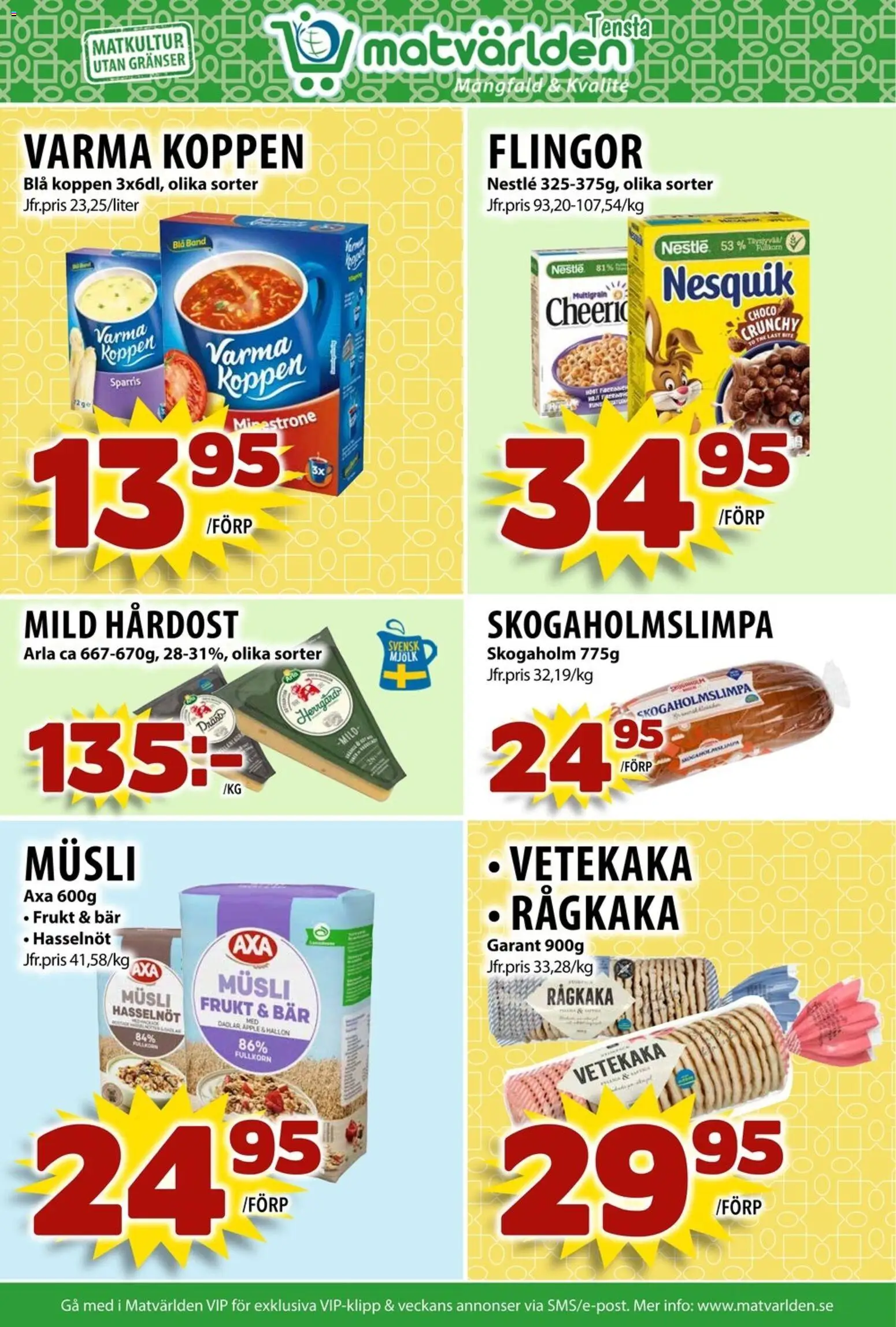 Matvärlden reklamblad aktuell från 23.02.2026 | Sida: 7 | Produkter: Musli, Mjölk, Flingor, Hallon