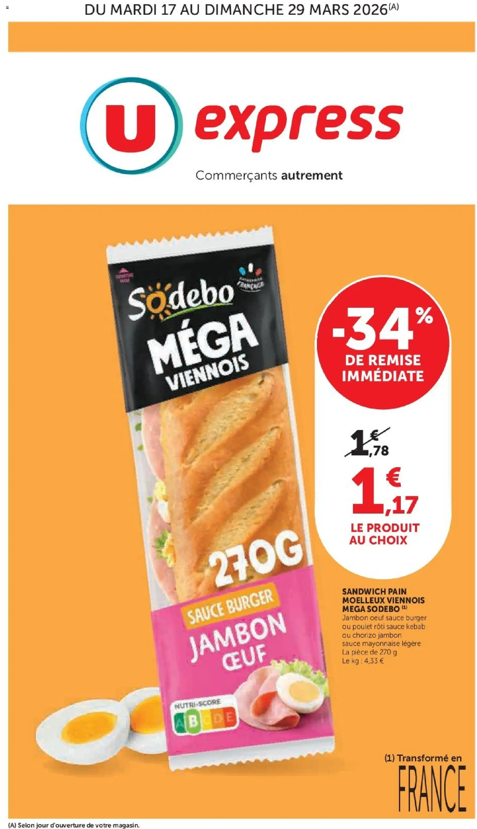 {H1} | Page: 1 | Produits: Chorizo, Sandwich, Mayonnaise, Jambon
