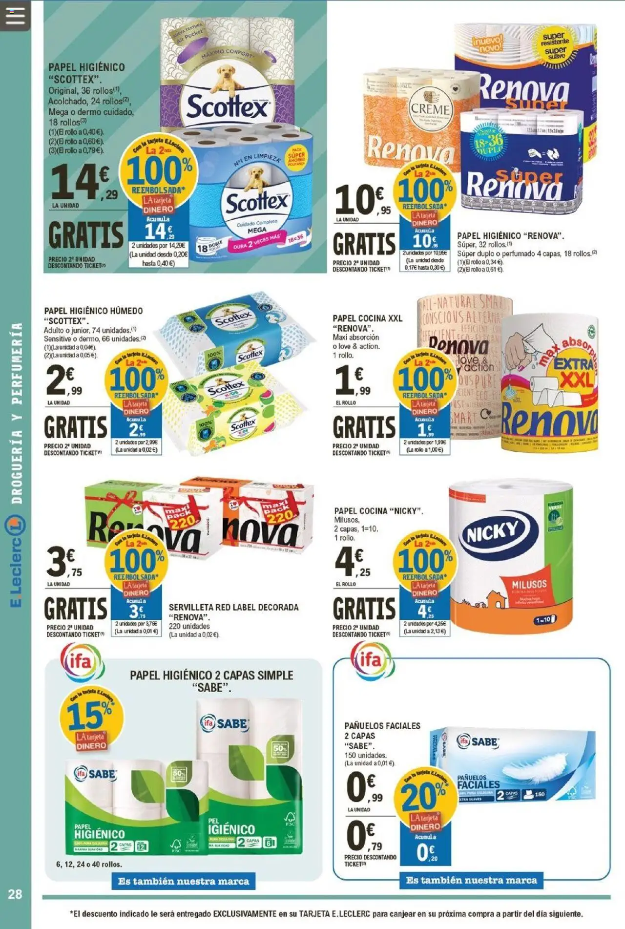 E.Leclerc folleto │ válido desde el 07.10.2025 | Página: 28 | Productos: Papel higienico, Té, Cocina