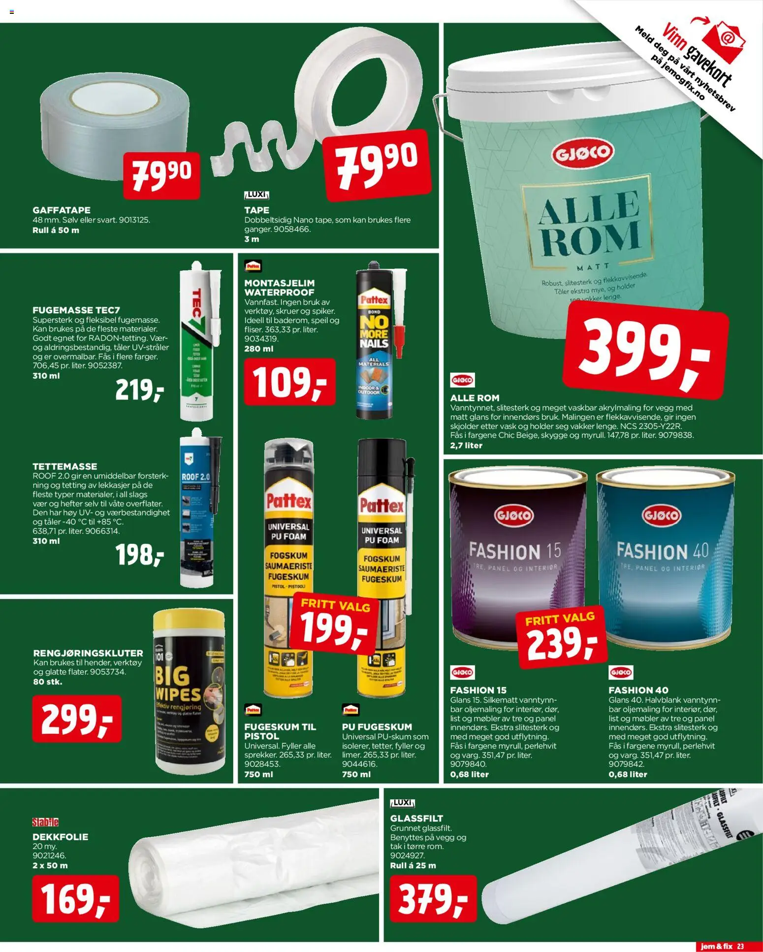 {H1} | Side: 23 | Produkter: Wipes, Persienn, Масло растительное, Interiør