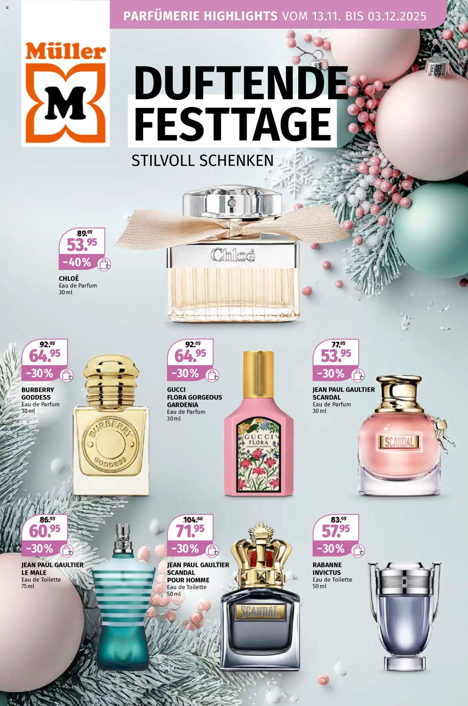 Müller - Aktionen Duftende Festtage – gültig ab 13.11.2025 | Seite: 1 | Produkte: Eau de Parfum, Toilette, Parfüm, Eau de toilette