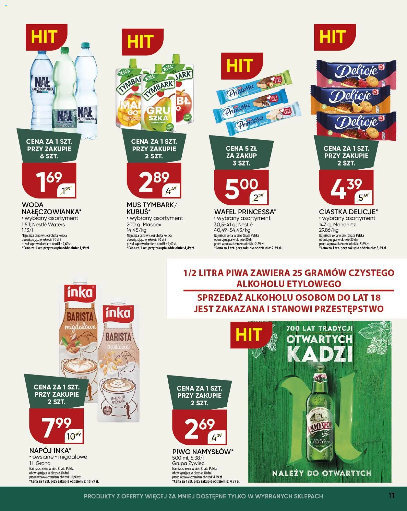 Chata Polska Gazetka od 26.02.2026 | Strona: 11 | Produkty: Piwo, Banan, Ciastka, Woda