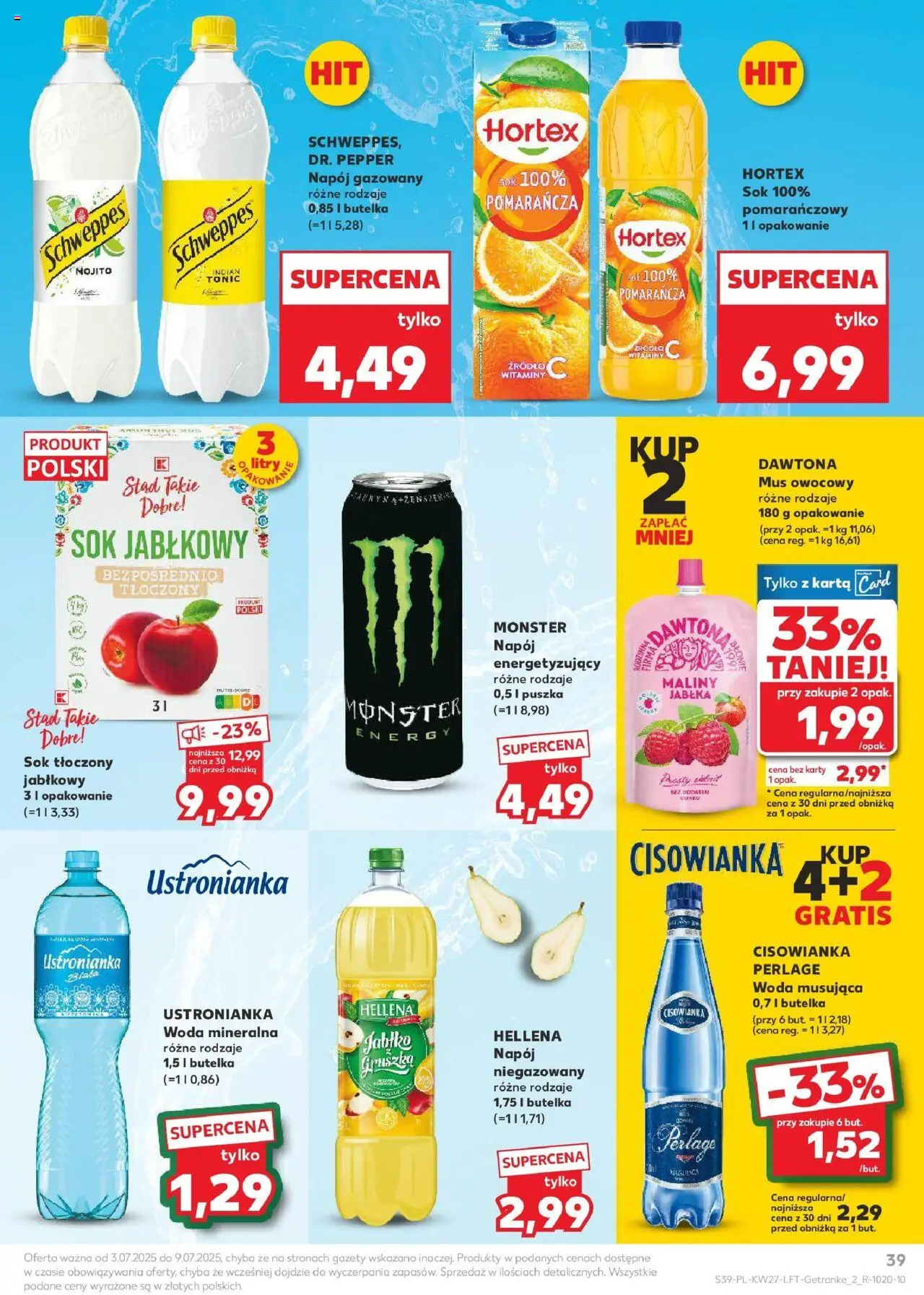 Kaufland gazetka od 03.07.2025 | Strona: 39 | Produkty: Karta, Maliny, Sok, Jabłka