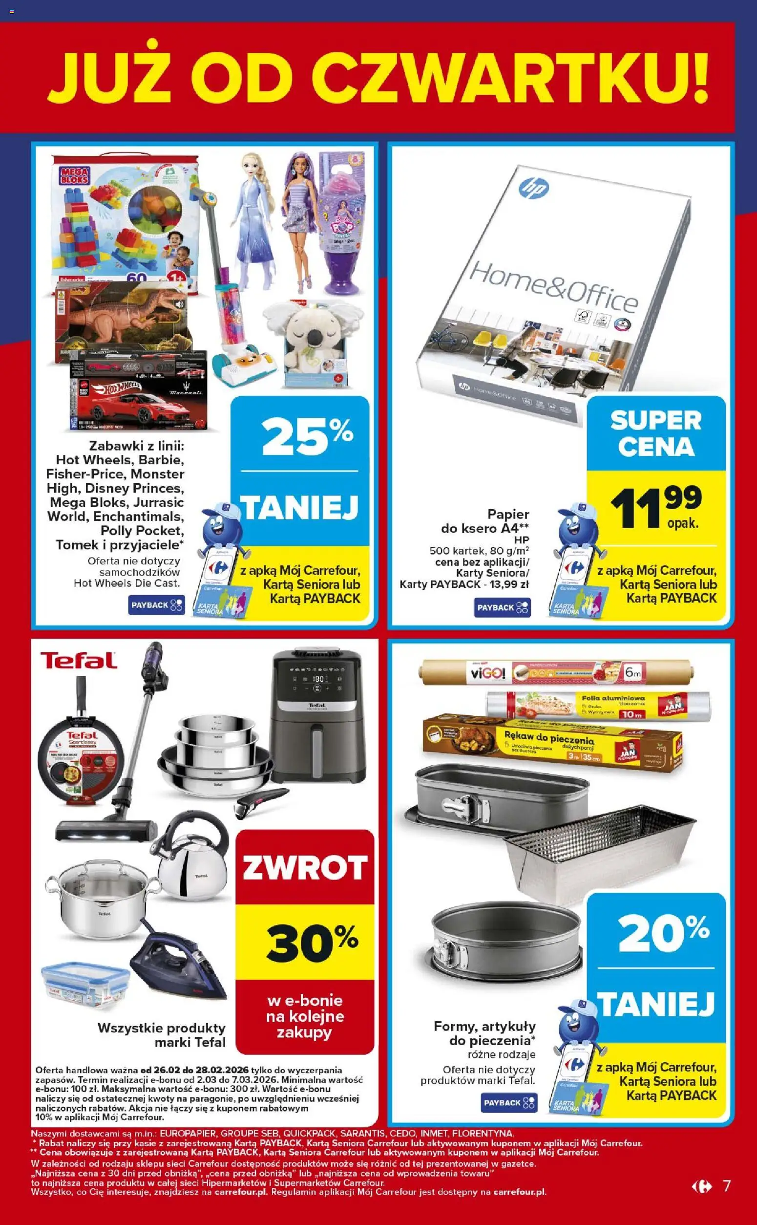 Carrefour Gazetka - Weekend okazji od 26.02.2026 | Strona: 7 | Produkty: Karta, Tefal