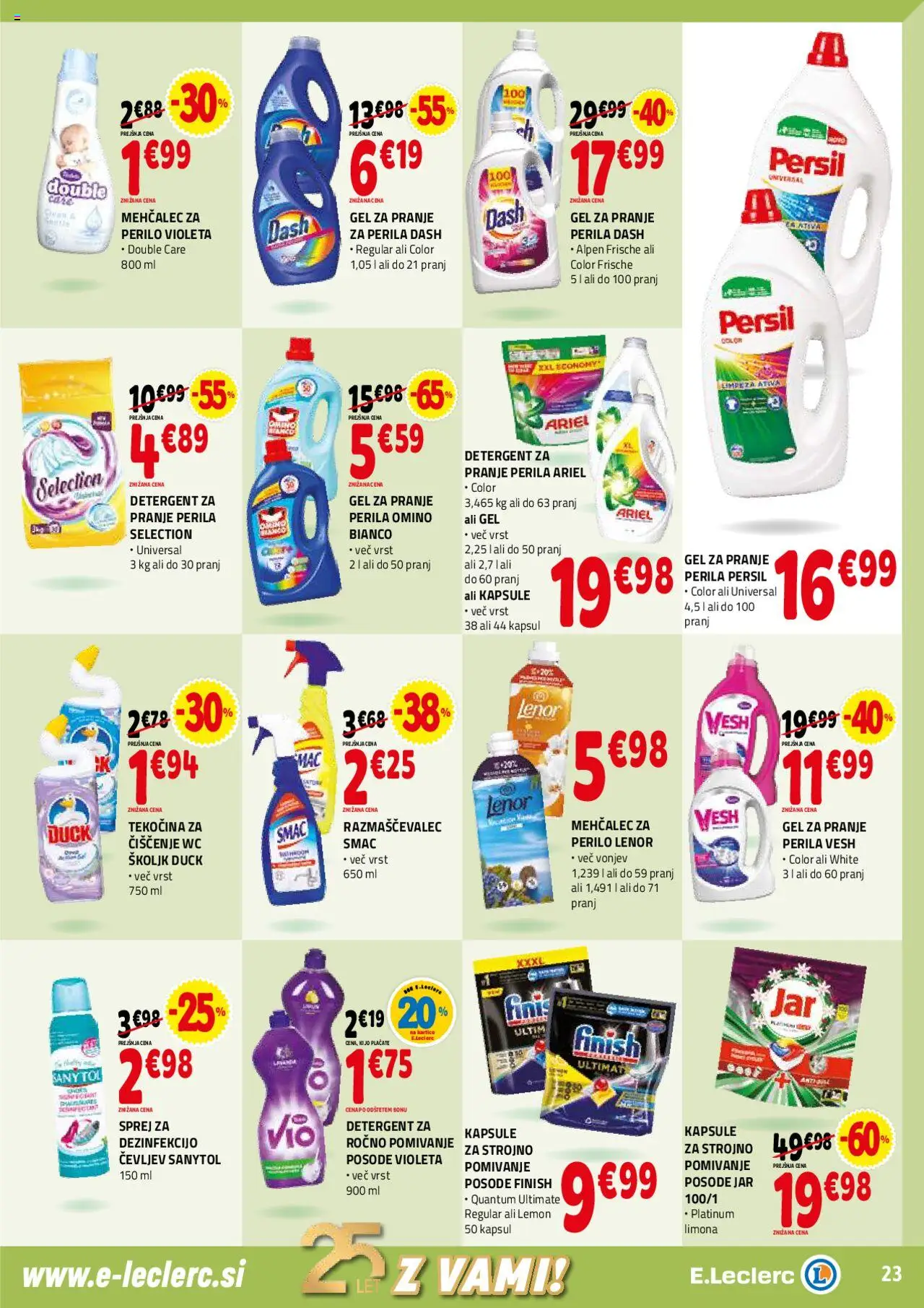 E.leclerc katalog │ velja od 30.07.2025 | Stran: 23 | Izdelki: Mehčalec, Detergent, Limona