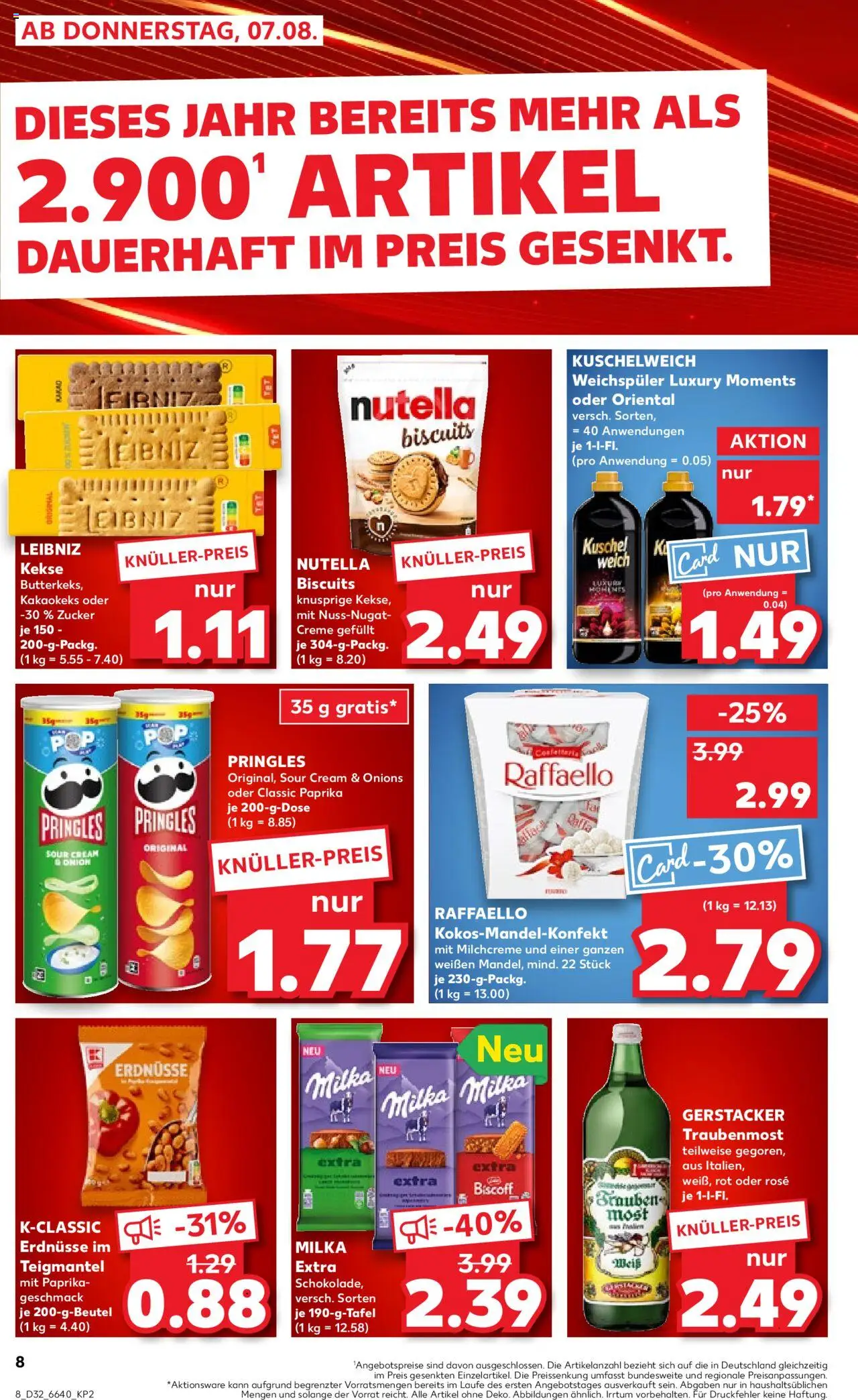 Kaufland prospekt Speyer	 - gültig ab dem 07.08.2025 | Seite: 8 | Produkte: Weichspüler, Zucker, Pringles, Kekse