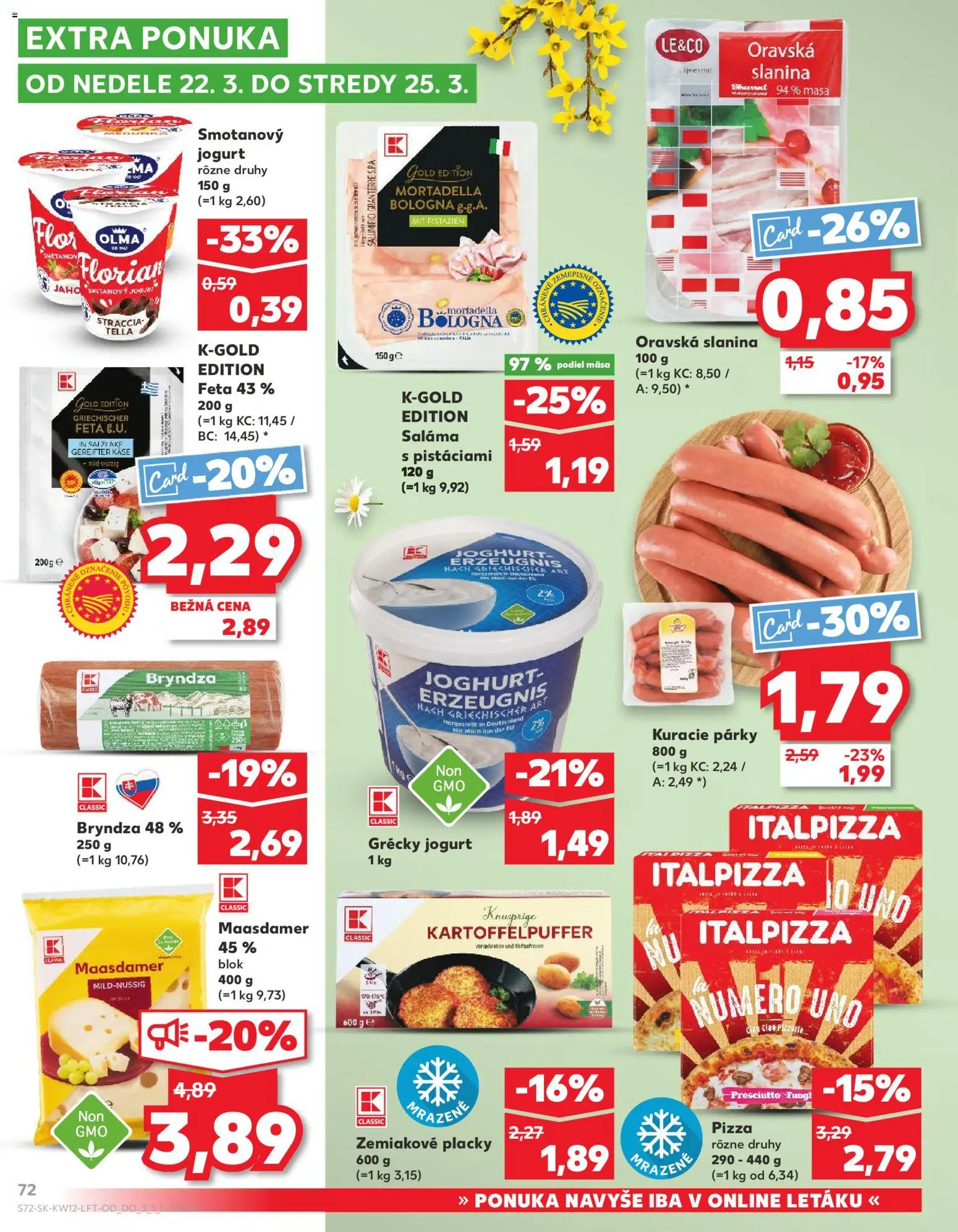 Nové Kaufland akcie – leták je platný od 19.03.2026 | Strana: 72 | Produkty: Jogurt, Feta, Grécky jogurt, Bryndza