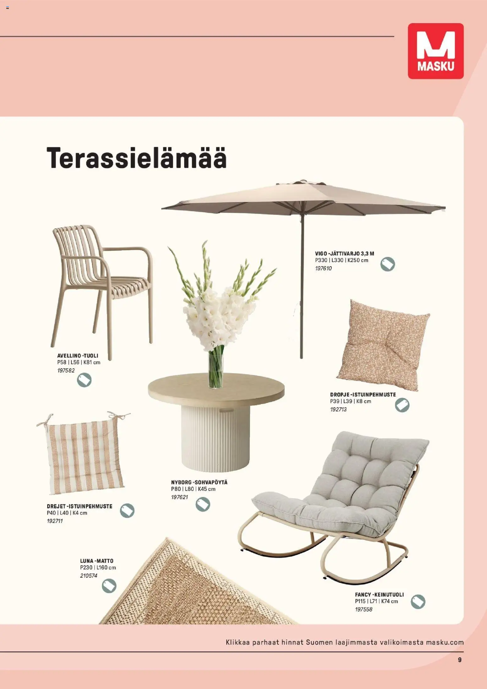 Masku tarjoukset – voimassa 09.03.2026 alkaen | Sivu: 9 | Tuotteet: Tuoli, Sohvapöytä, Matto