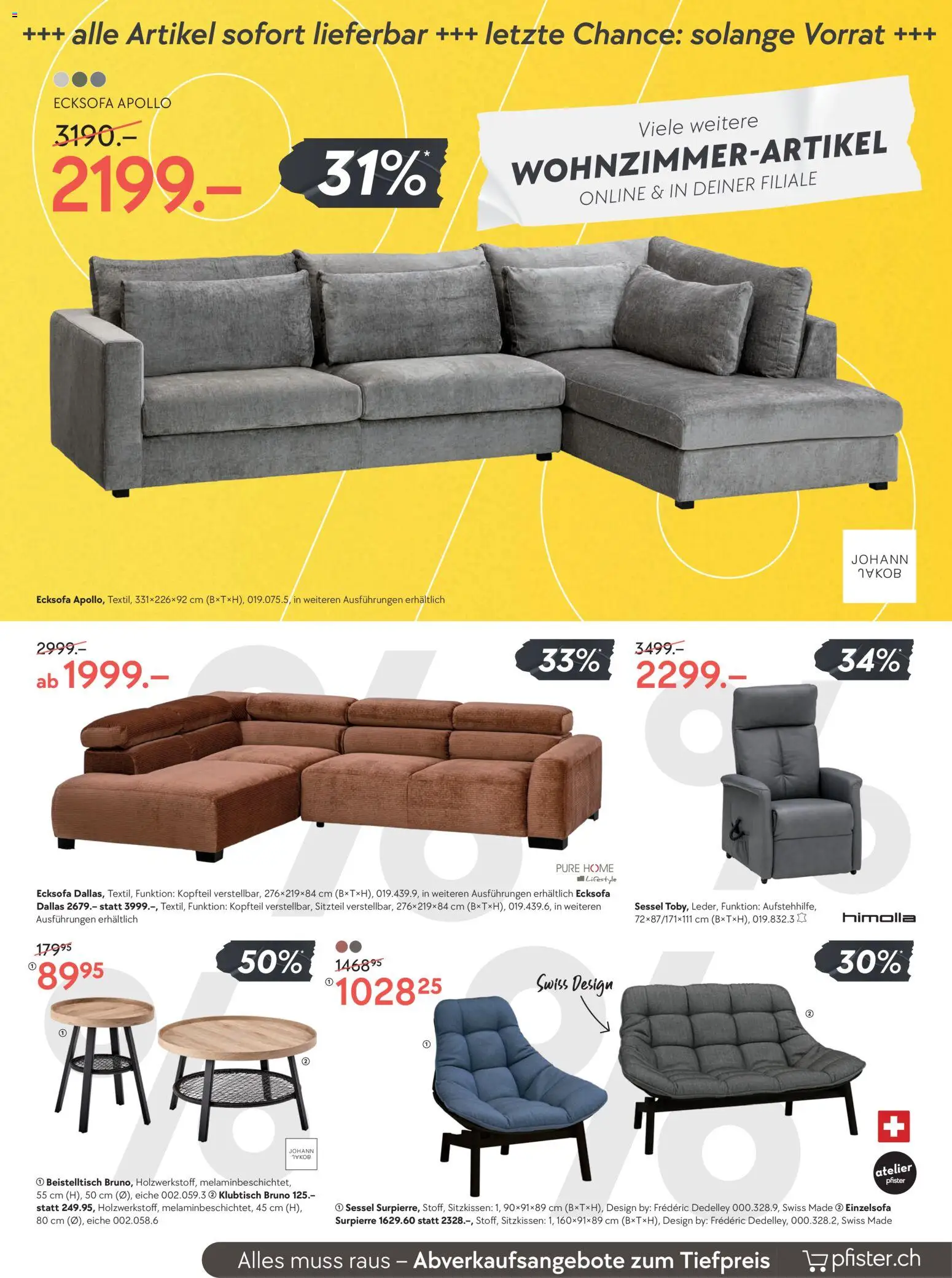 Pfister Aktionen – gültig ab 27.01.2026 | Seite: 5 | Produkte: Sessel, Ecksofa, Beistelltisch