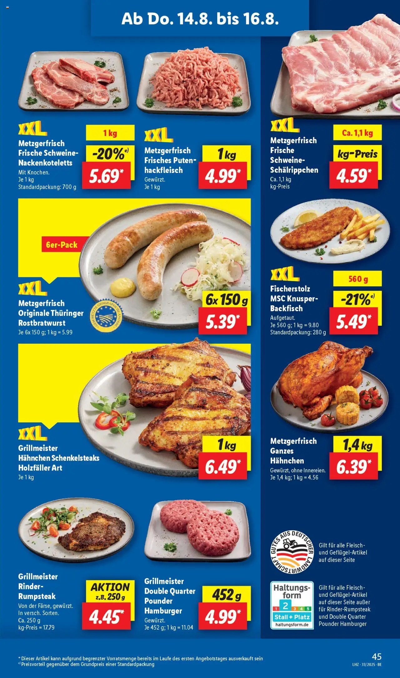 Lidl Prospekt Zossen	 - gültig ab dem 11.08.2025 | Seite: 63 | Produkte: Rumpsteak, Hahnchen, Fleisch, Hackfleisch
