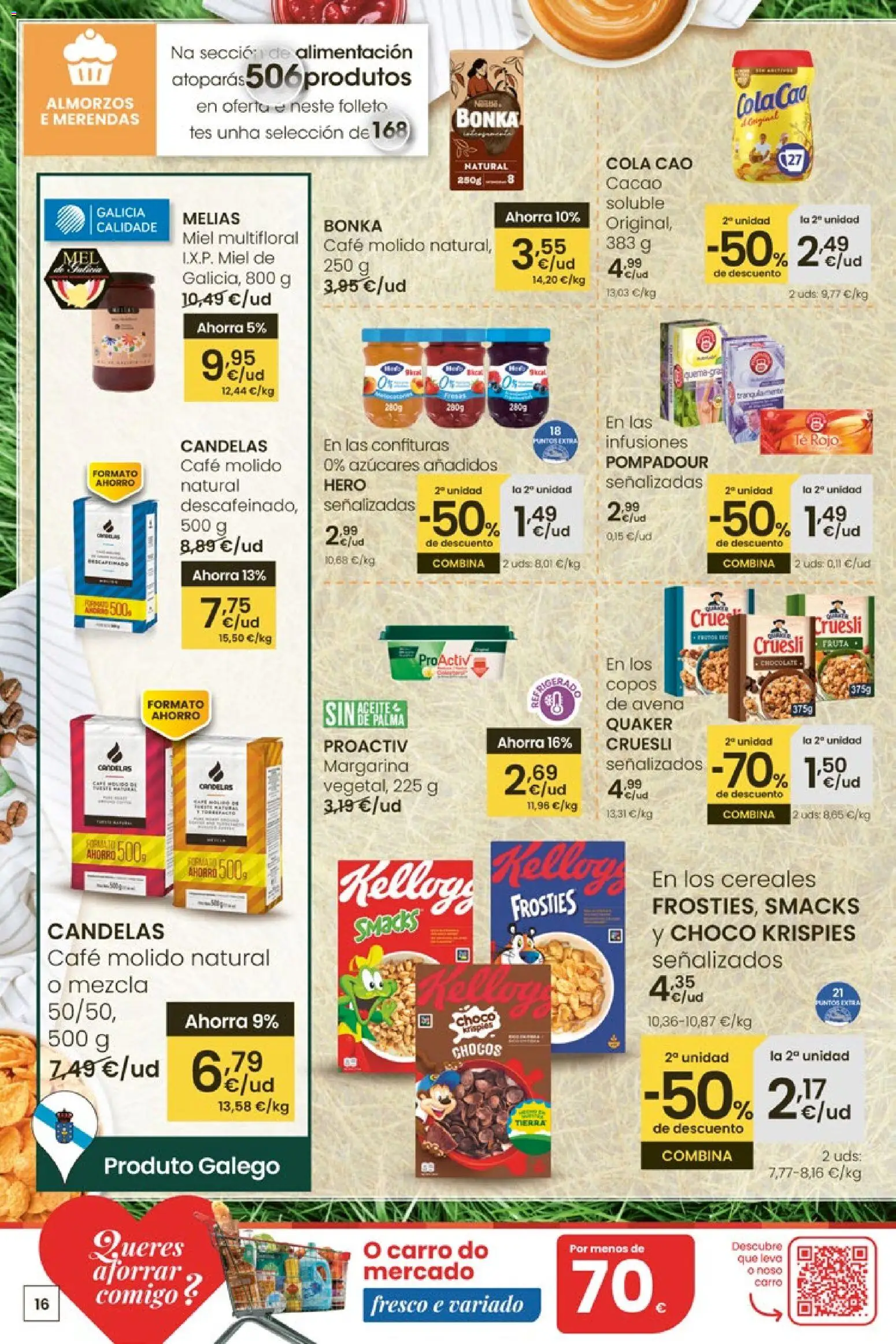 Eroski Quieres ahorrar conmigo │ válido desde el 16.04.2026 | Página: 16 | Productos: Cereales, Copos, Margarina, Φρυγανιές σικάλεως