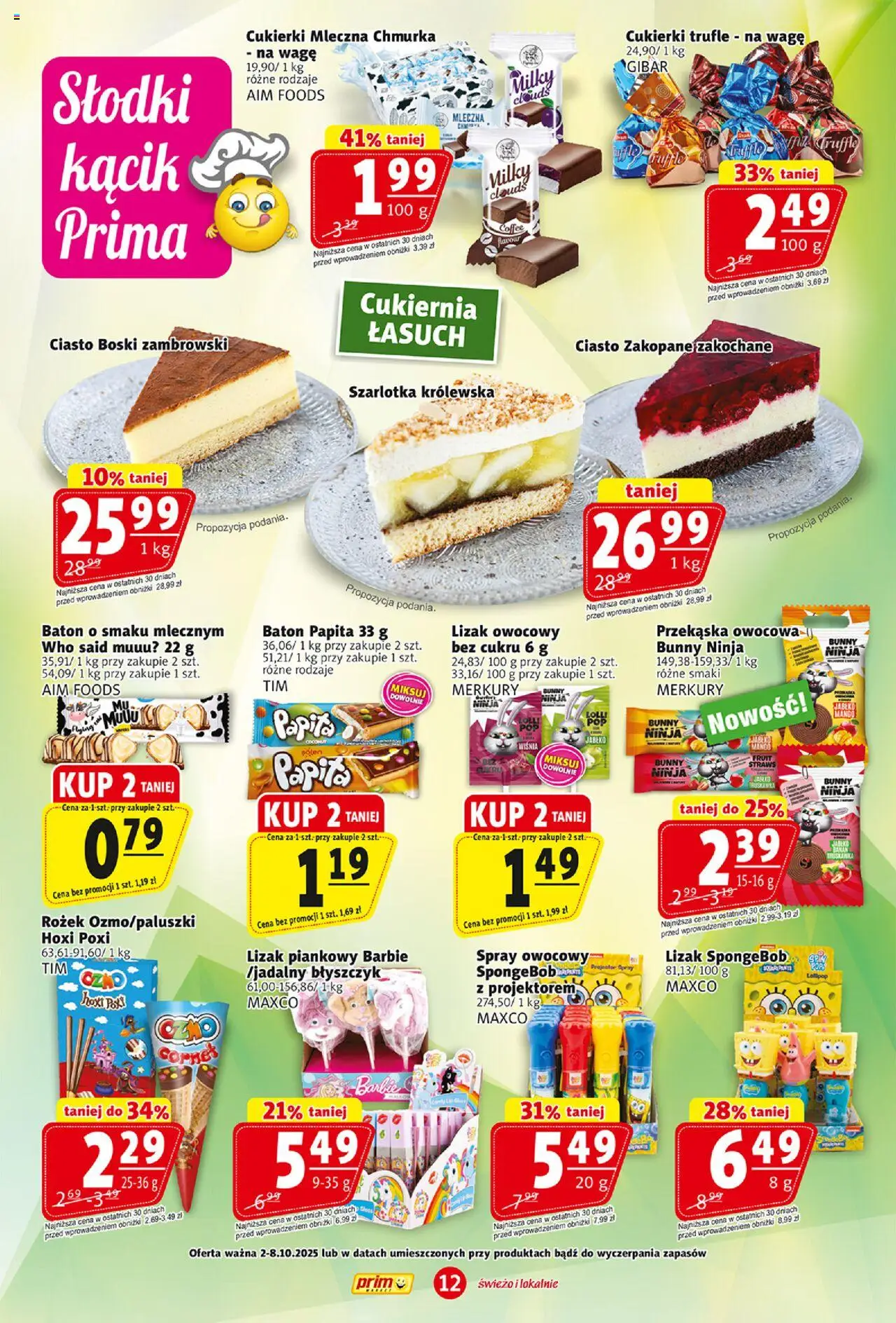 Prim Market Gazetka od 02.10.2025 | Strona: 12 | Produkty: Mango, Ciasto, Barbie, Baton