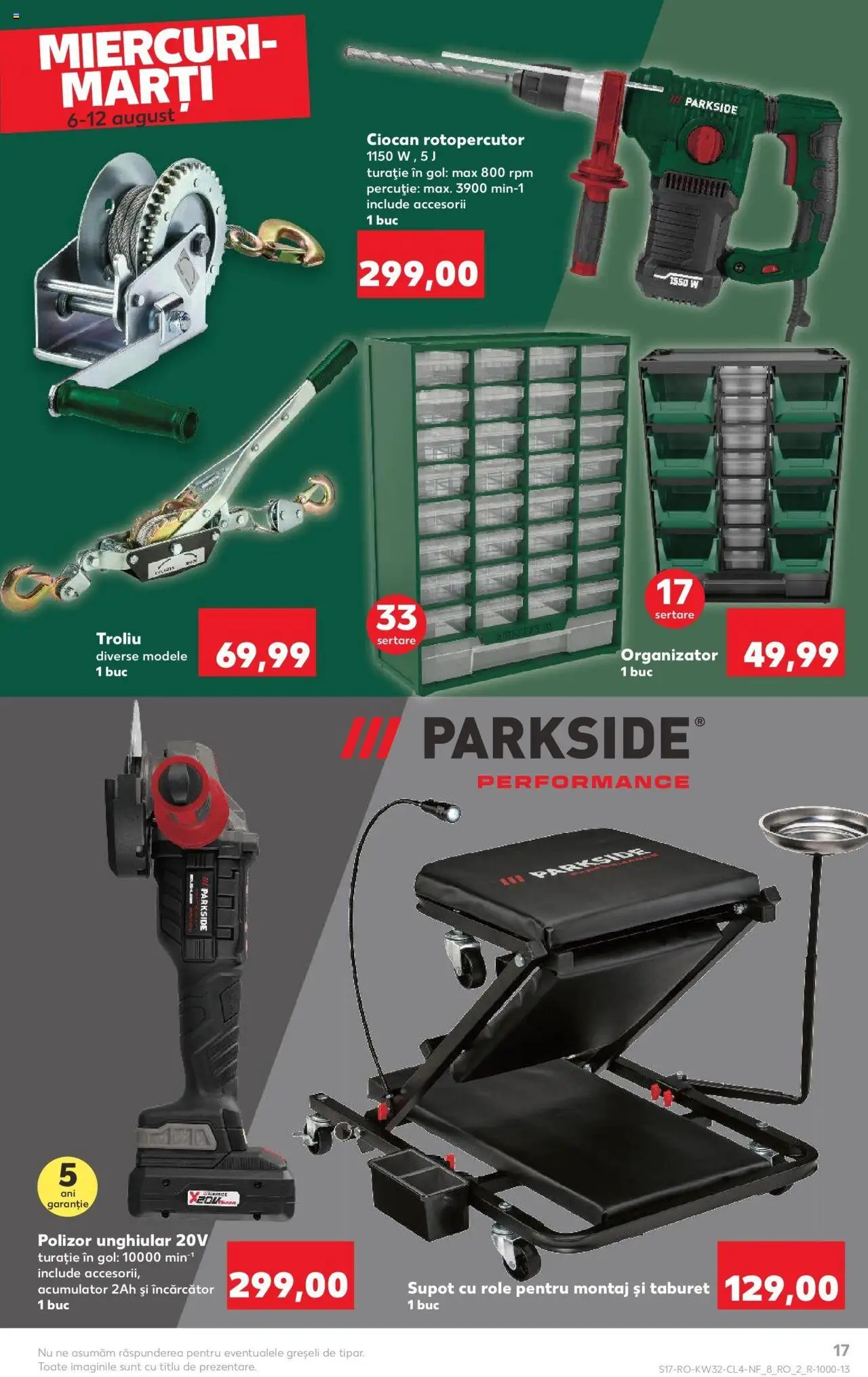 Catalog Kaufland - Galați – valabil de la 06.08.2025 | Pagină: 17 | Produse: Ciocan rotopercutor, Polizor, Role, Taburet