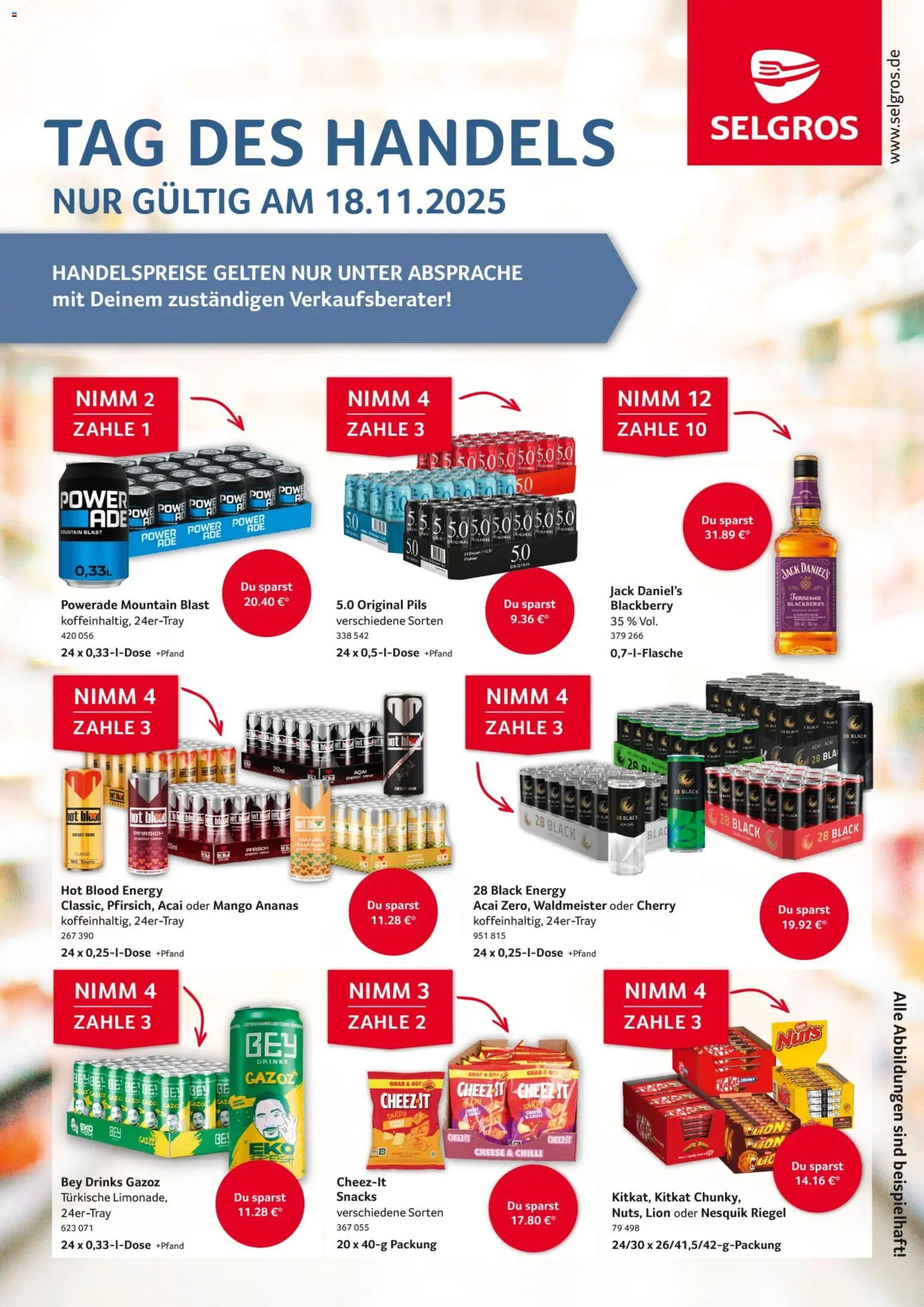 Selgros Tag des Handels – gültig ab 18.11.2025 | Seite: 1 | Produkte: Nesquik, Jack Daniel's, Powerade, Pfirsich
