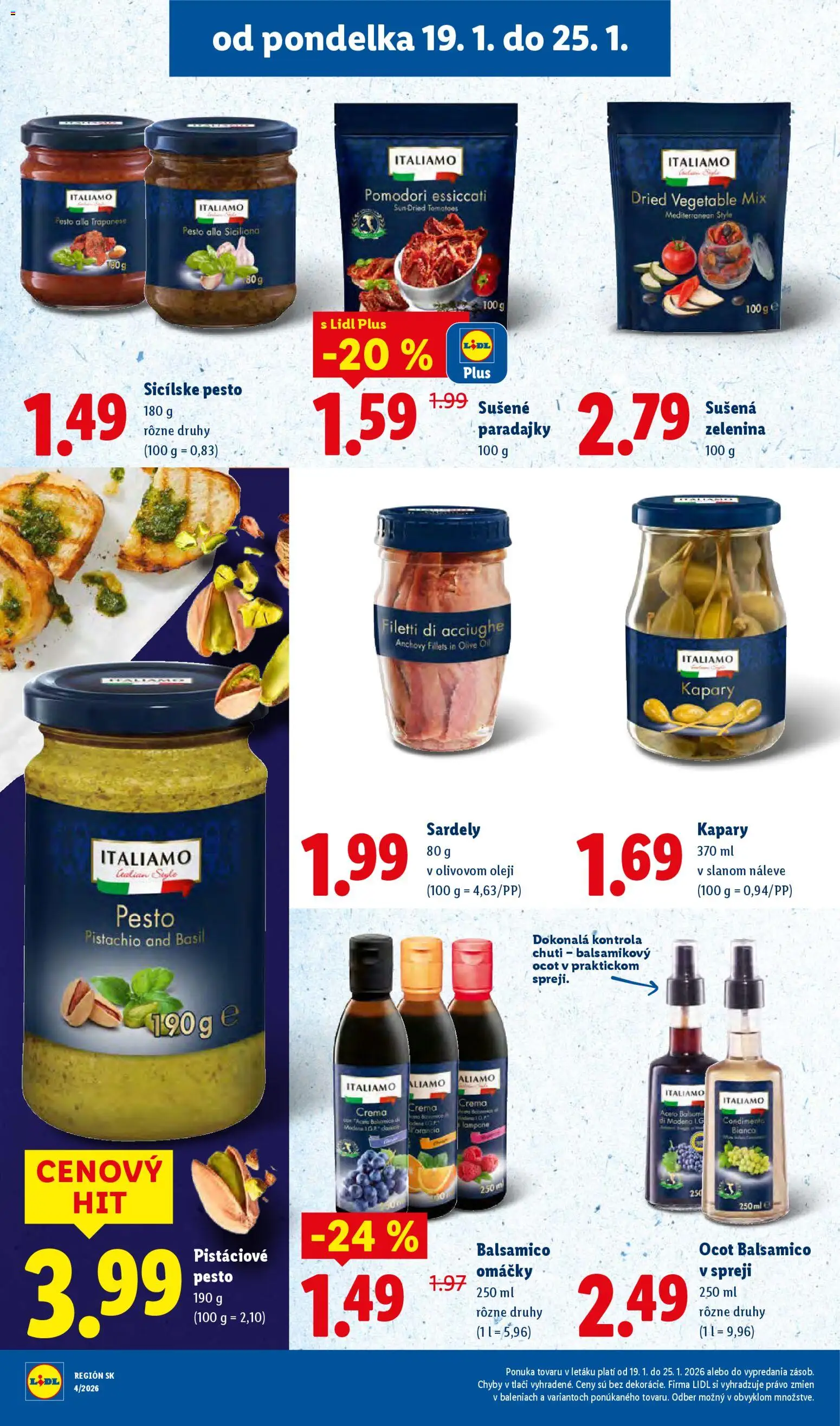 Nové Lidl akcie – leták je platný od 22.01.2026 | Strana: 58 | Produkty: Paradajky, Ocot