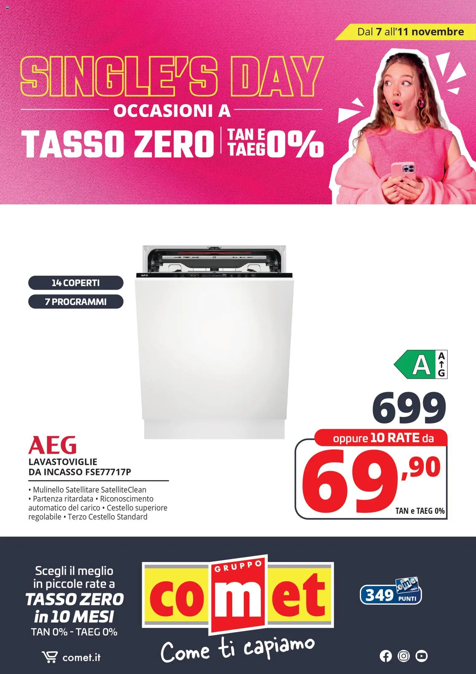 Volantino Comet del 07.11.2025 | Pagina: 47 | Prodotti: Lavastoviglie da incasso, Lavastoviglie, Satellitare