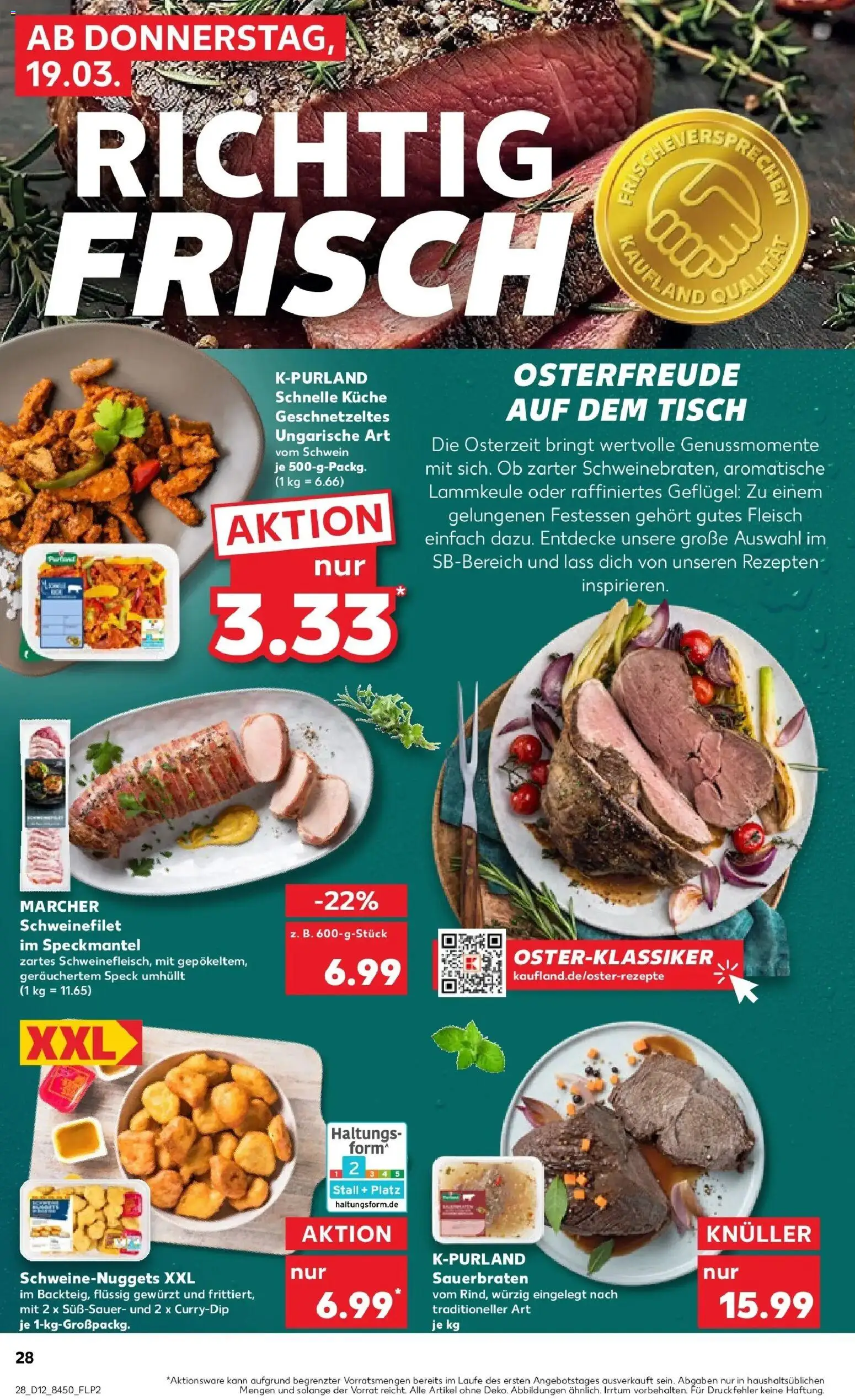 Kaufland Prospekt Bad Saulgau	 – gültig ab 19.03.2026 | Seite: 28 | Produkte: Lammkeule, Tisch, Küche, Fleisch