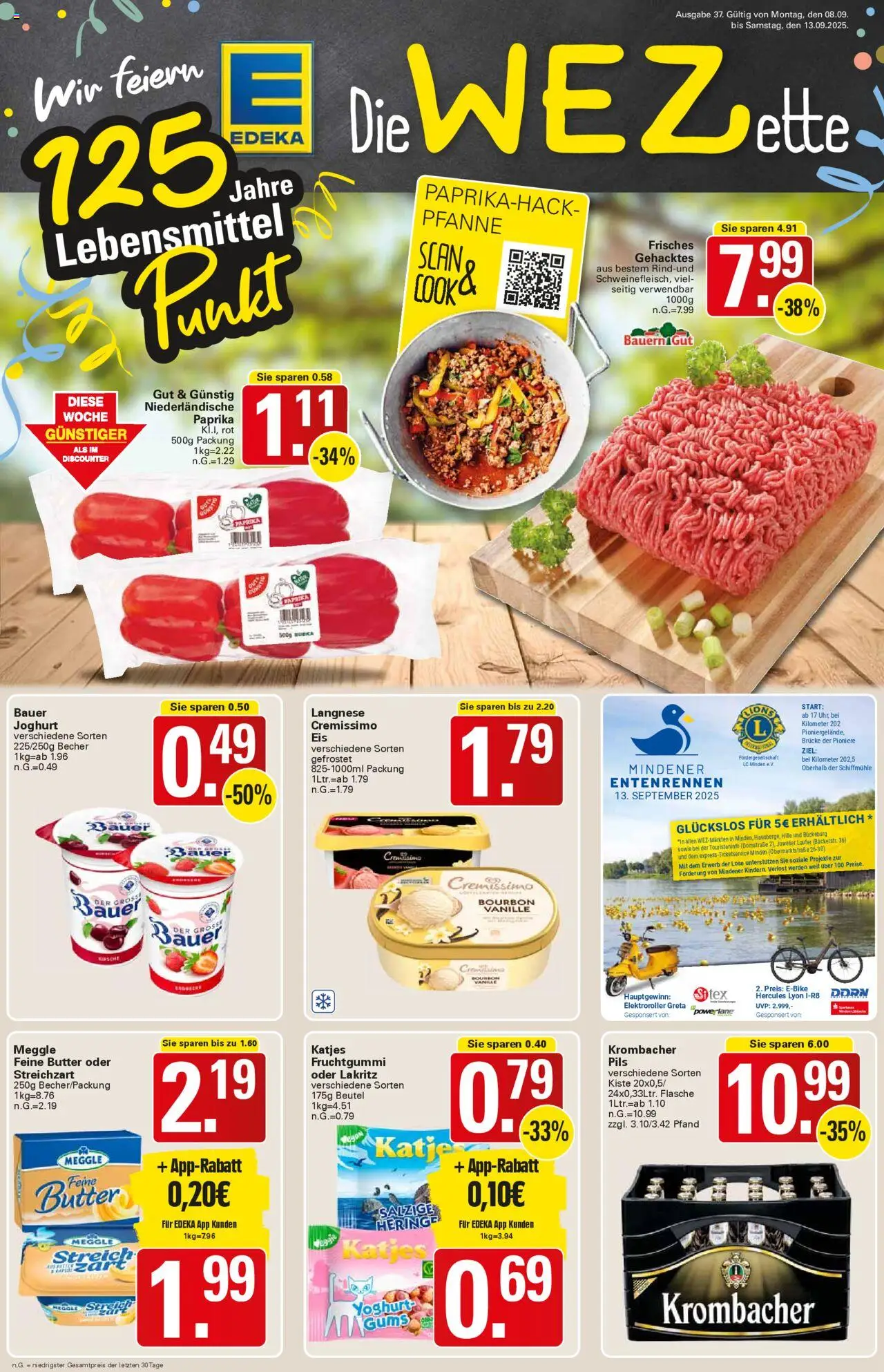 WEZ Prospekt – gültig ab 08.09.2025 | Seite: 1 | Produkte: Langnese, Cremissimo, Joghurt, Paprika
