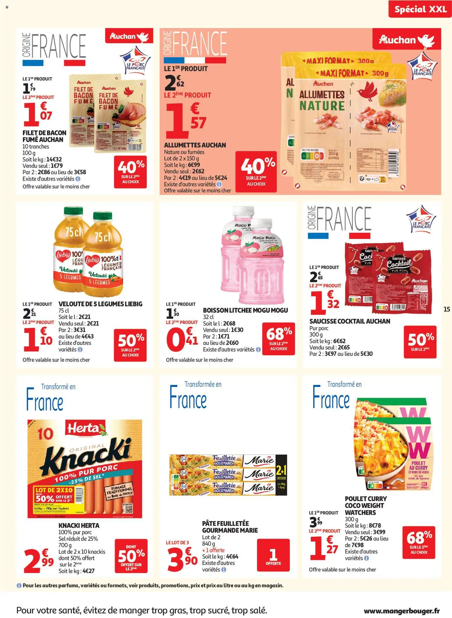 {H1} | Page: 15 | Produits: Mogu Mogu, Sel, Saucisse, Porc