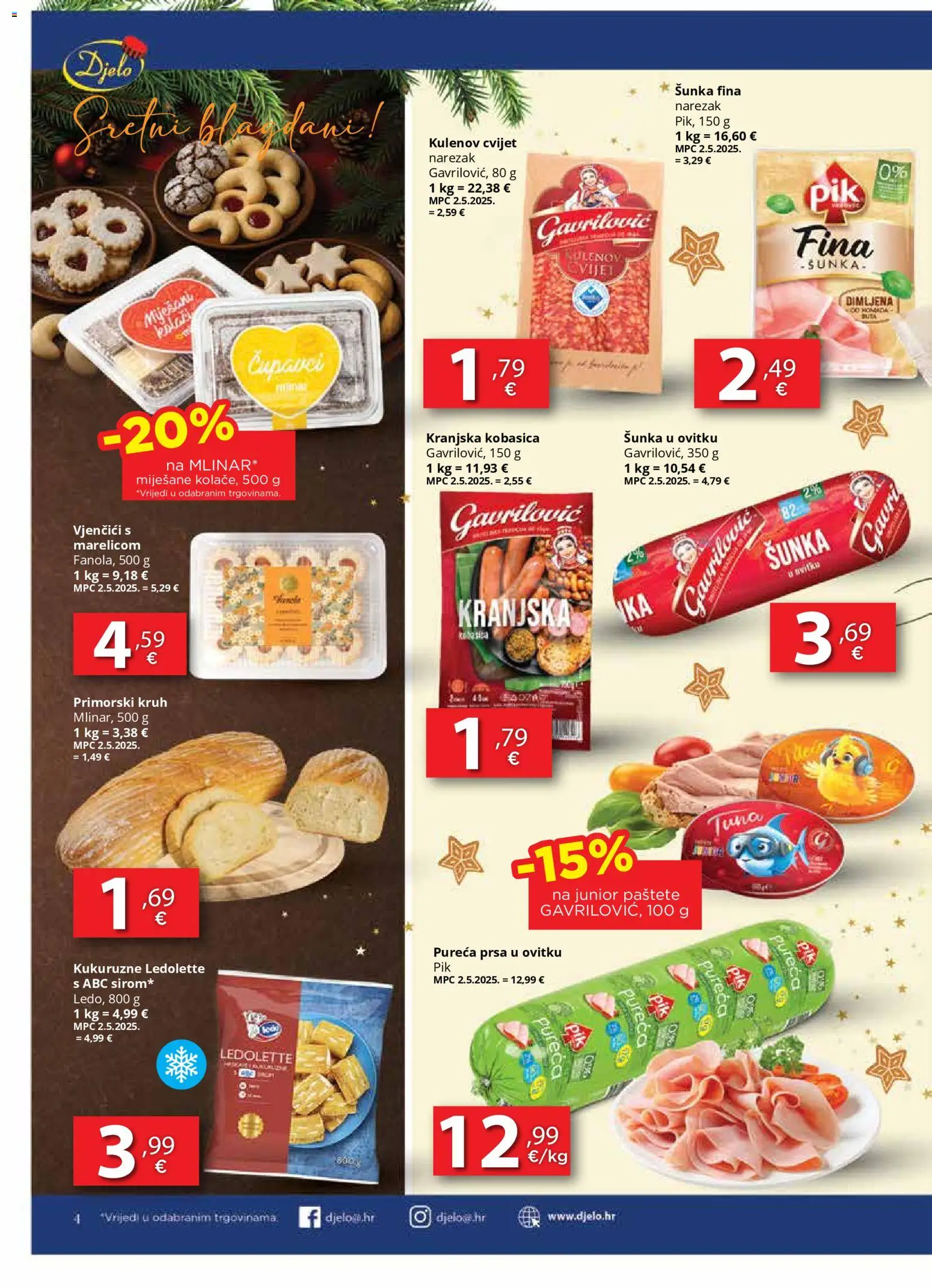 Djelo katalog | vrijedi od 22.12.2025 | Stranica: 4 | Proizvodi: Kruh, Narezak, Kranjska kobasica, Kobasica