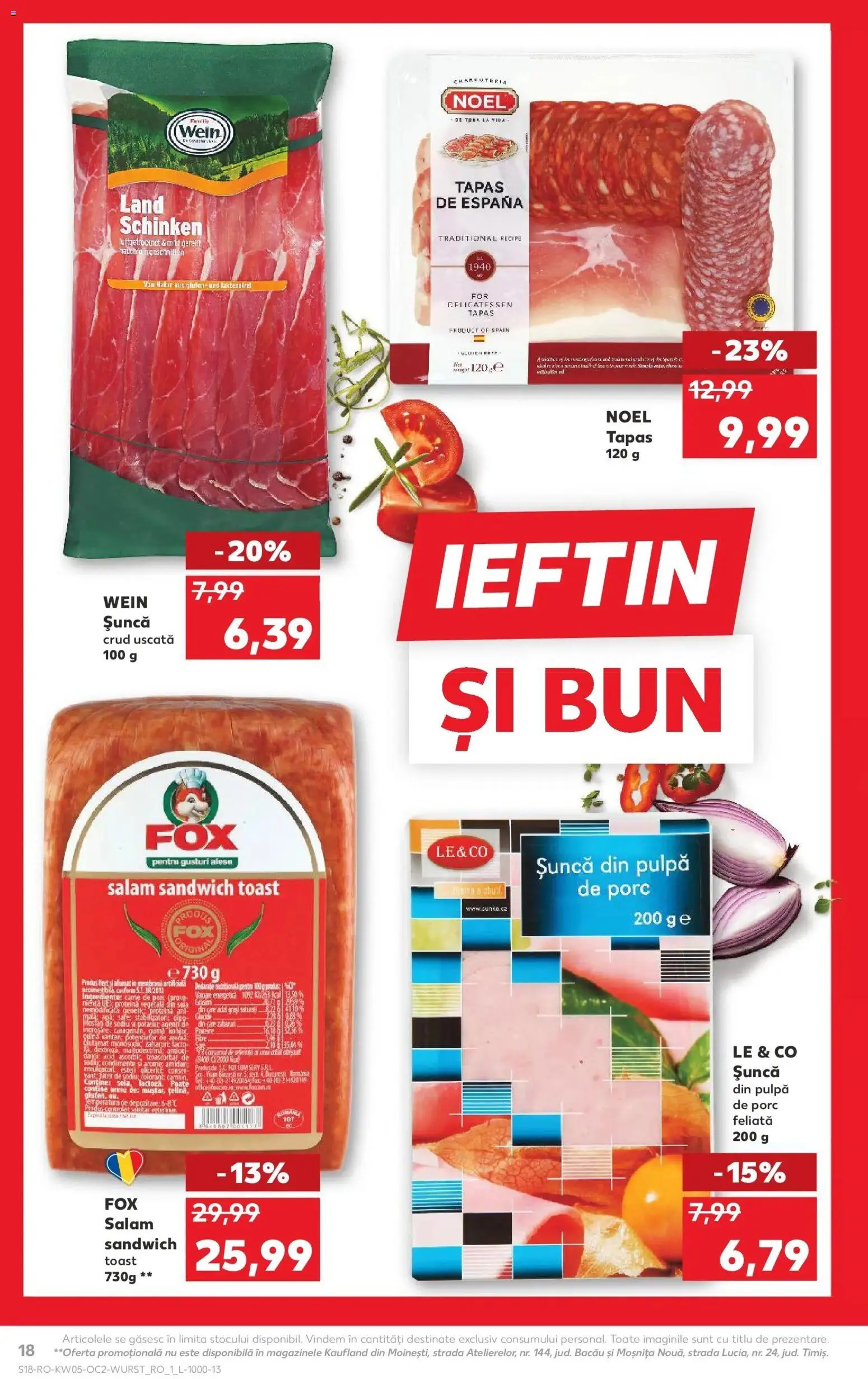 Noul catalog Kaufland – valabil de la 28.01.2026 | Pagină: 18 | Produse: Salam, Șuncă, Condimente, Apă