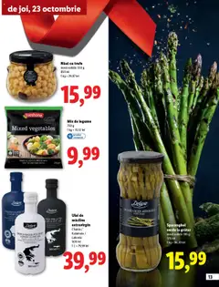 Ofertele Lidl valabile de la 23.10.2025 | Pagină: 13 | Produse: Măsline, Ulei, Gin, Legume