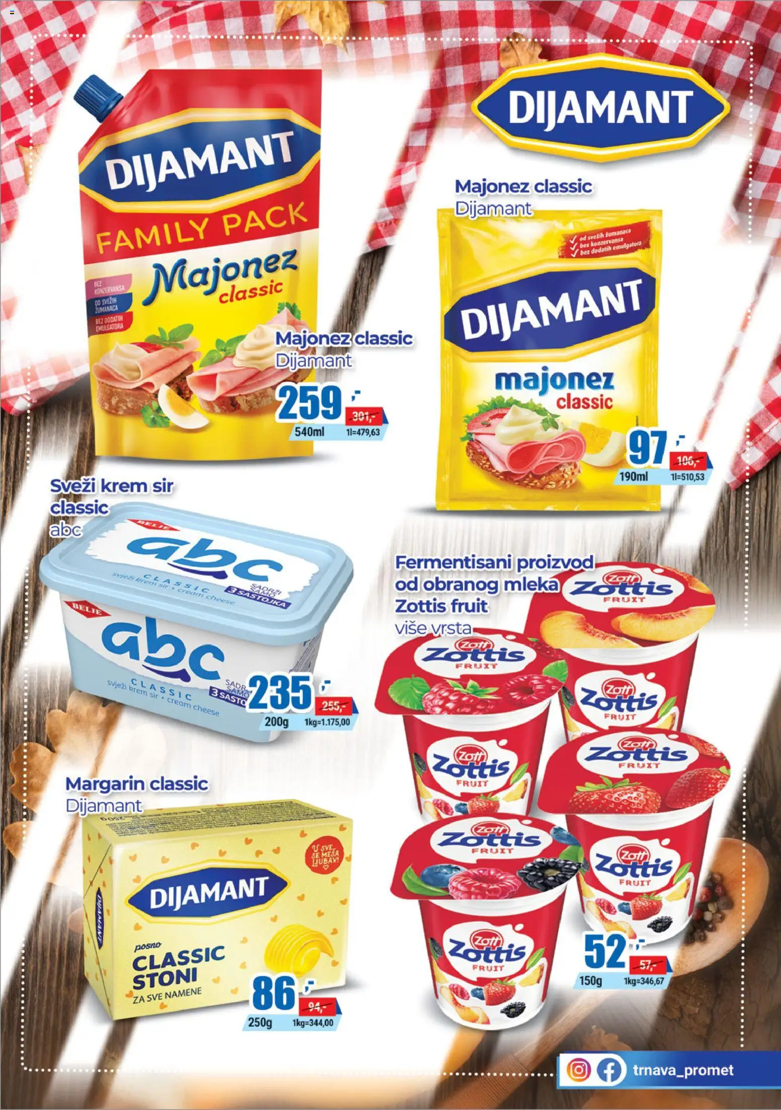 Trnava Promet katalog - važi od 06.11.2025 | Strana: 3 | Proizvode: Majonez, Margarin, Krem sir, Sir