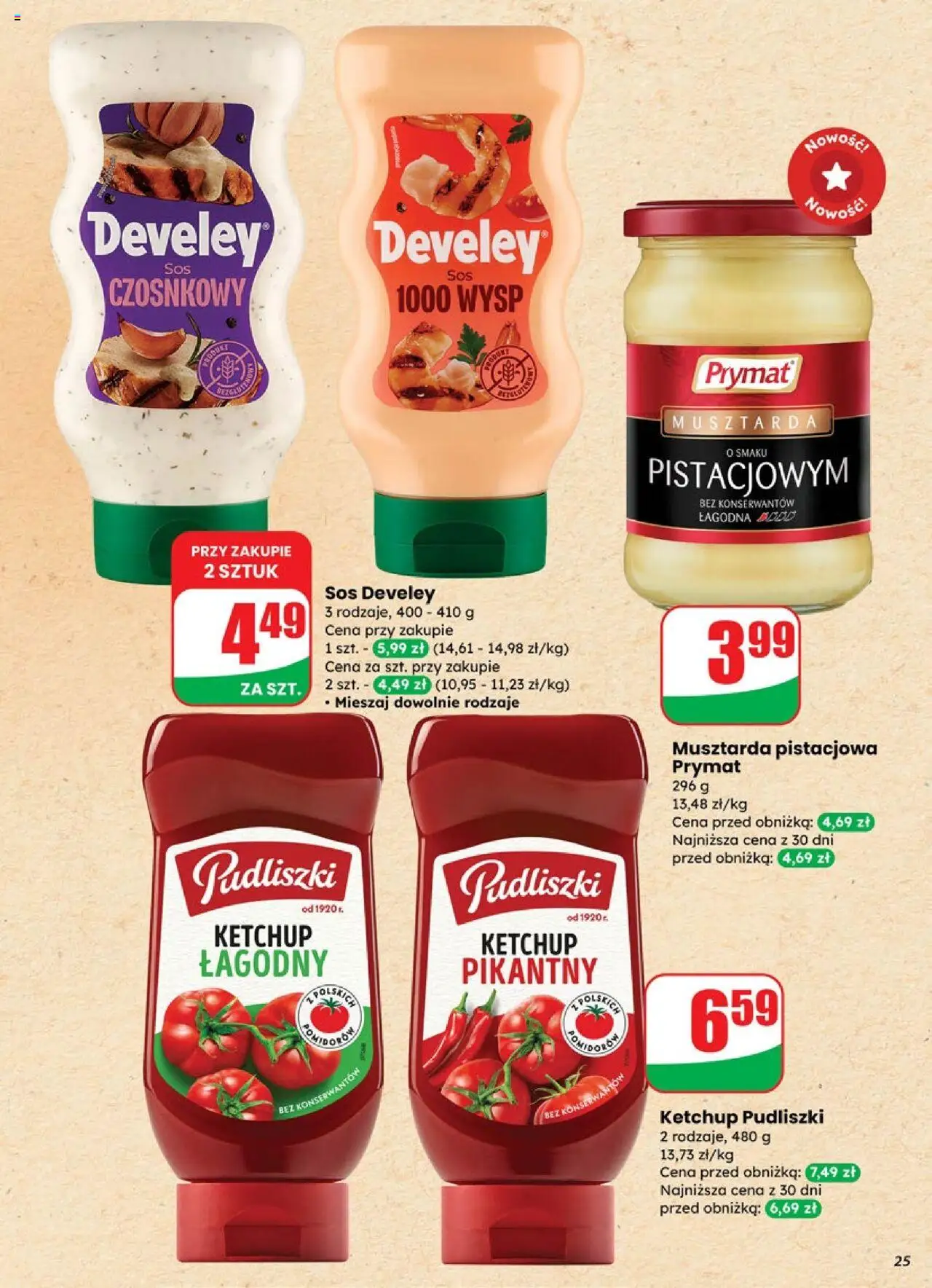 Dino Gazetka od 17.09.2025 | Strona: 25 | Produkty: Ketchup, Ketchup pudliszki, Musztarda, Sos