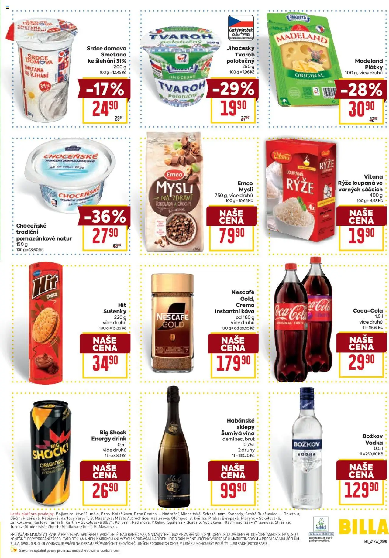 Billa Malý leták od 08.10.2025 | Strana: 3 | Produkty: Rýže Vitana, Crema, Božkov, Energy drink