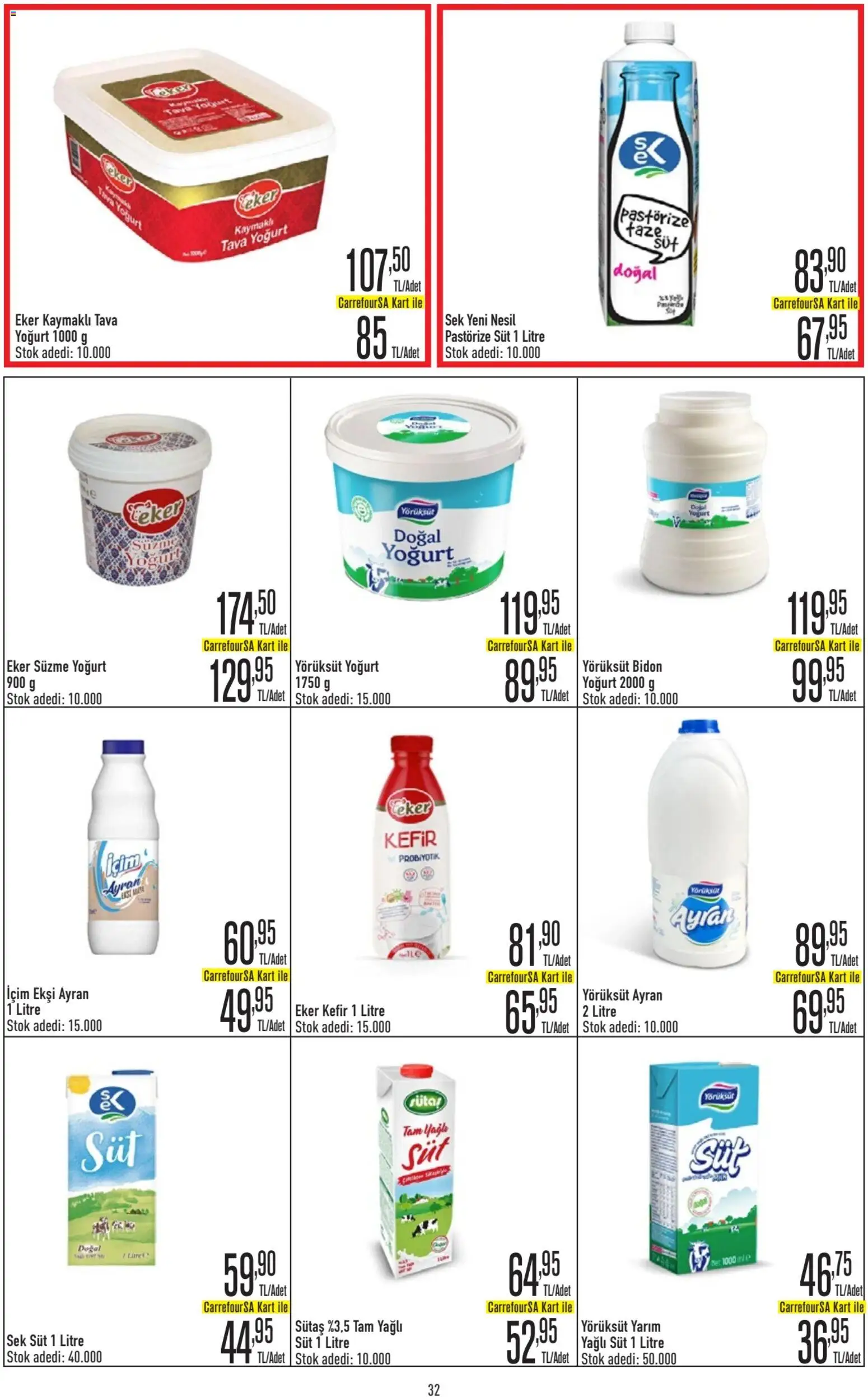CarrefourSA Katalog - 05.01.2026 tarihinden itibaren geçerlidir | Sayfa: 33 | Ürünler: Kefir, Süt, Yoğurt, Şeker