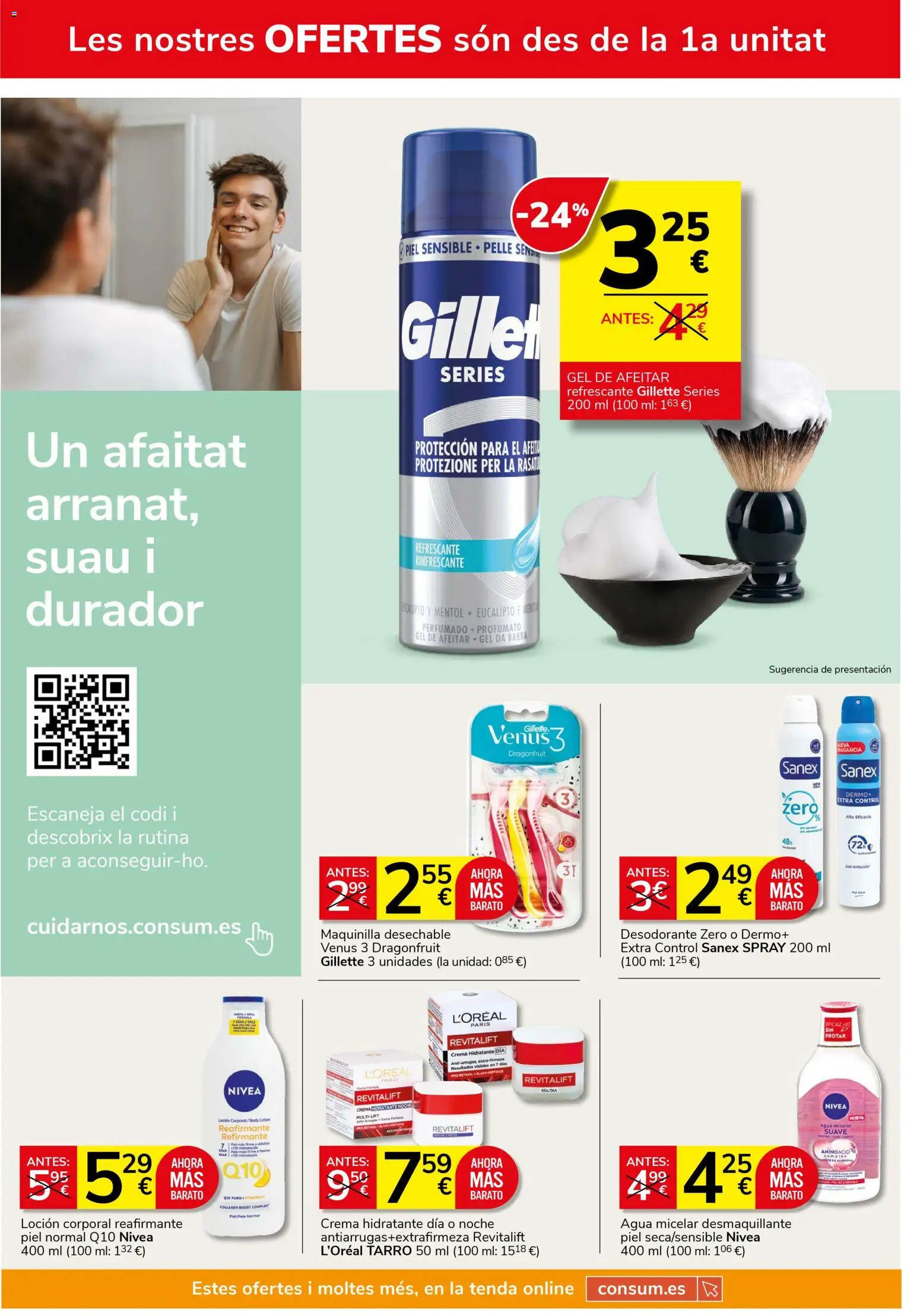Consum folleto │ válido desde el 26.03.2026 | Página: 22 | Productos: Gel de afeitar, Desodorante, Loción corporal, Crema