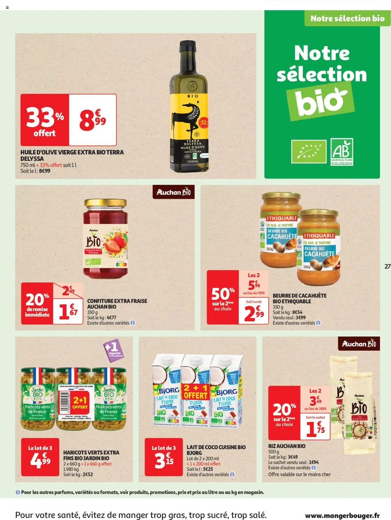  | Page: 27 | Produits: Cacahuète, Huile d'olive vierge, Lait de coco, Beurre de cacahuète