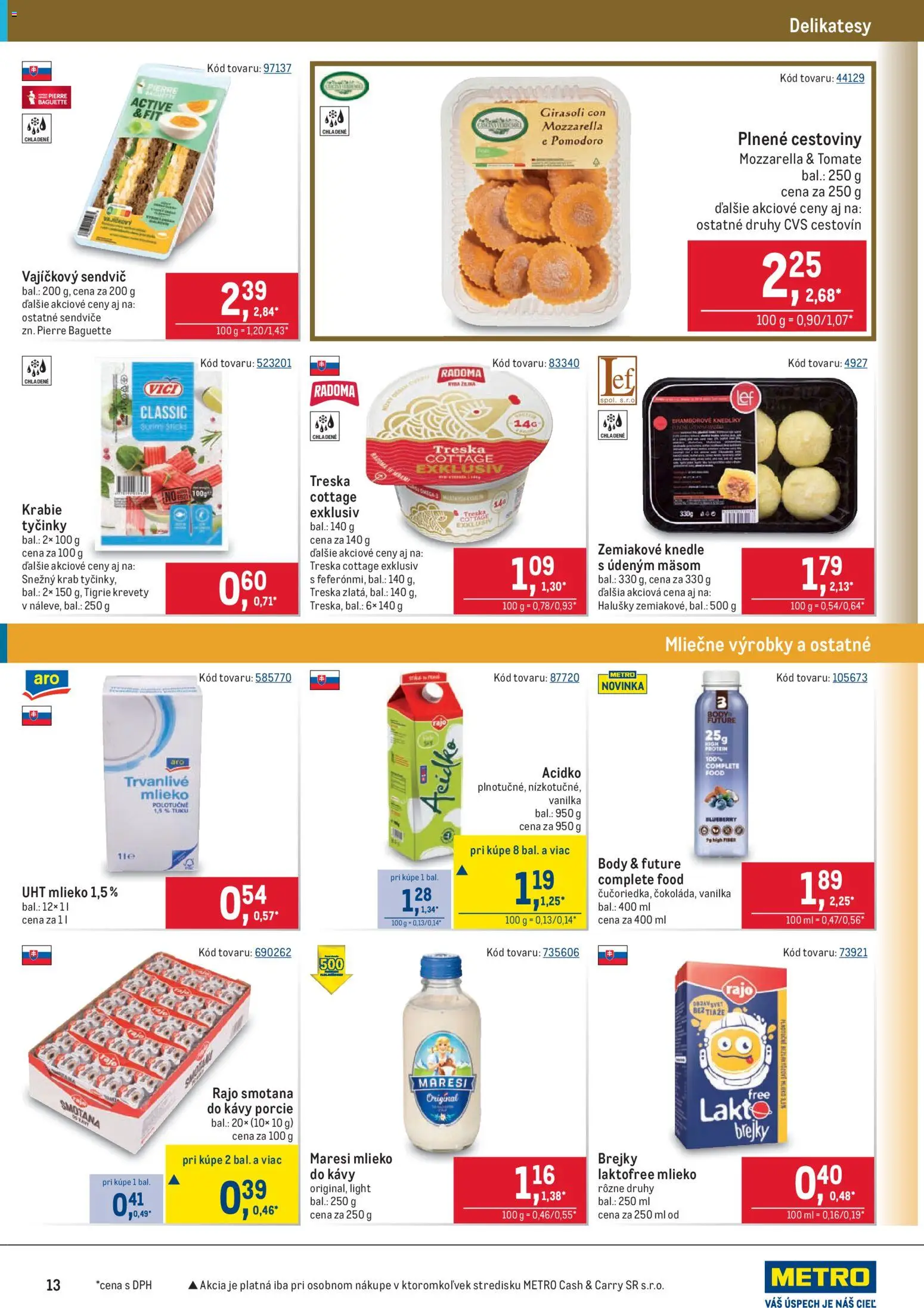 Nové Metro akcie – leták je platný od 14.01.2026 | Strana: 13 | Produkty: Mlieko, Krevety, Cestoviny, Mozzarella
