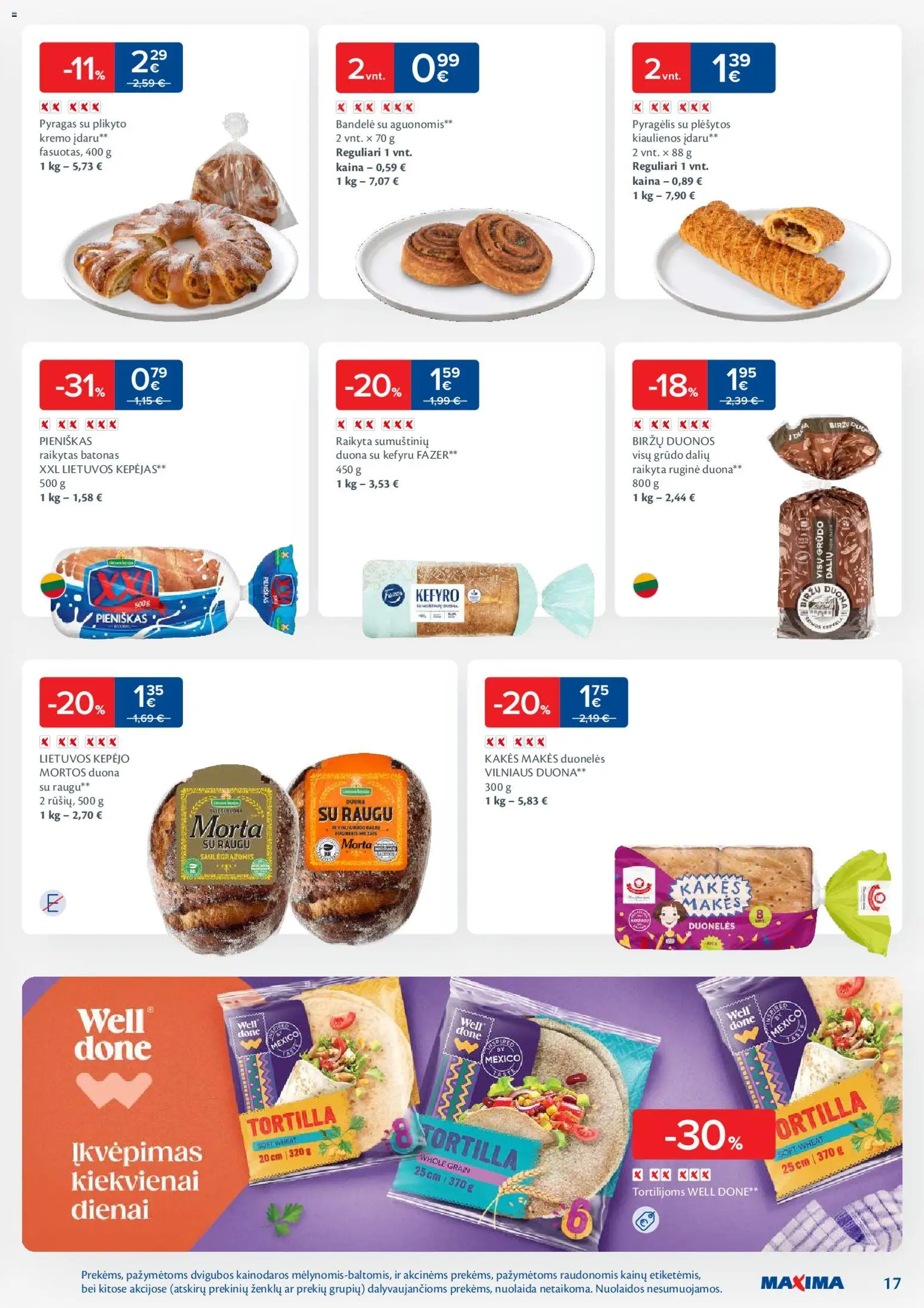 MAXIMA akcijos nuo 03.02.2026 | Puslapis: 17 | Prekių: Batonas, Bandelė, Pyragas, Duona