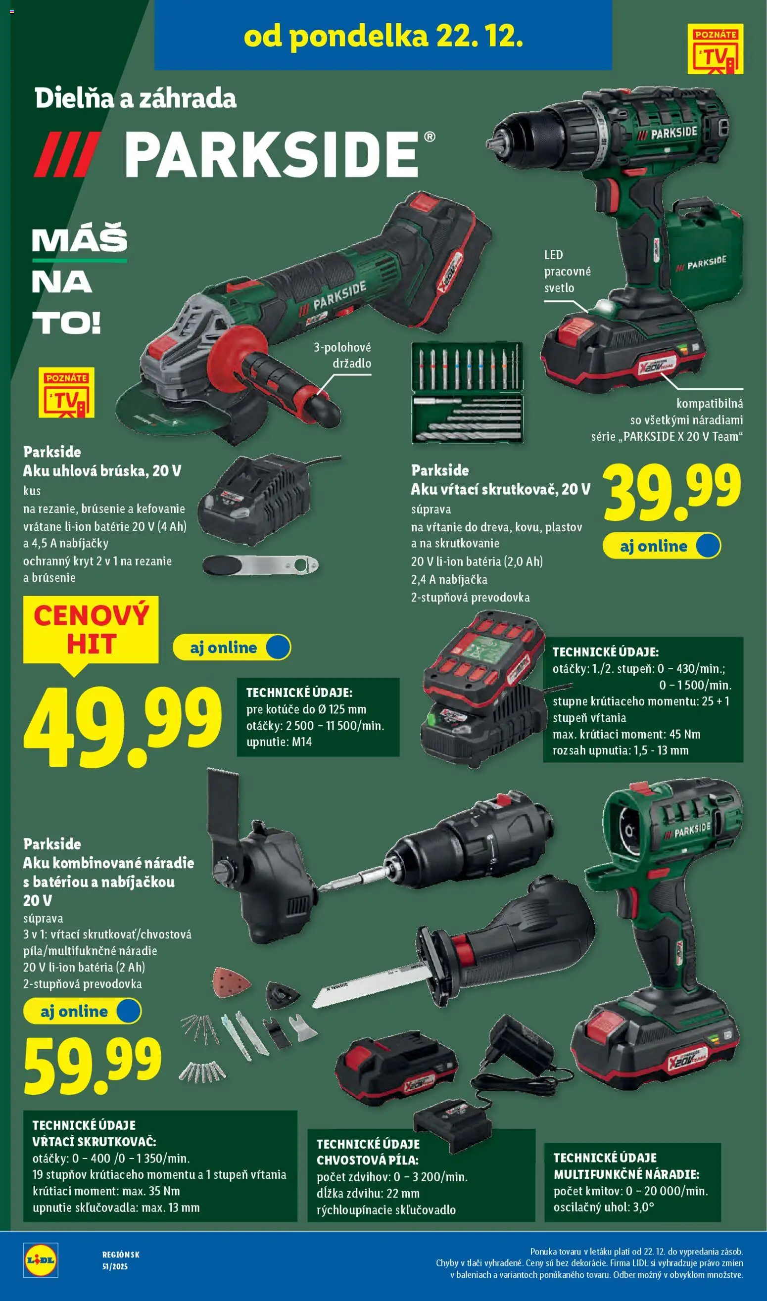 Nové Lidl akcie – leták je platný od 18.12.2025 | Strana: 38 | Produkty: Svetlo, Skrutkovač, Píla, Náradie