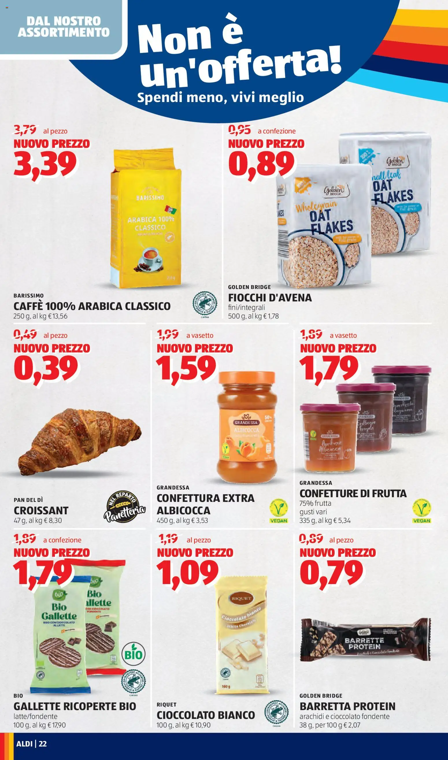 Volantino Aldi del 16.03.2026 | Pagina: 22 | Prodotti: Caffè, Fiocchi, Gallette, Barretta