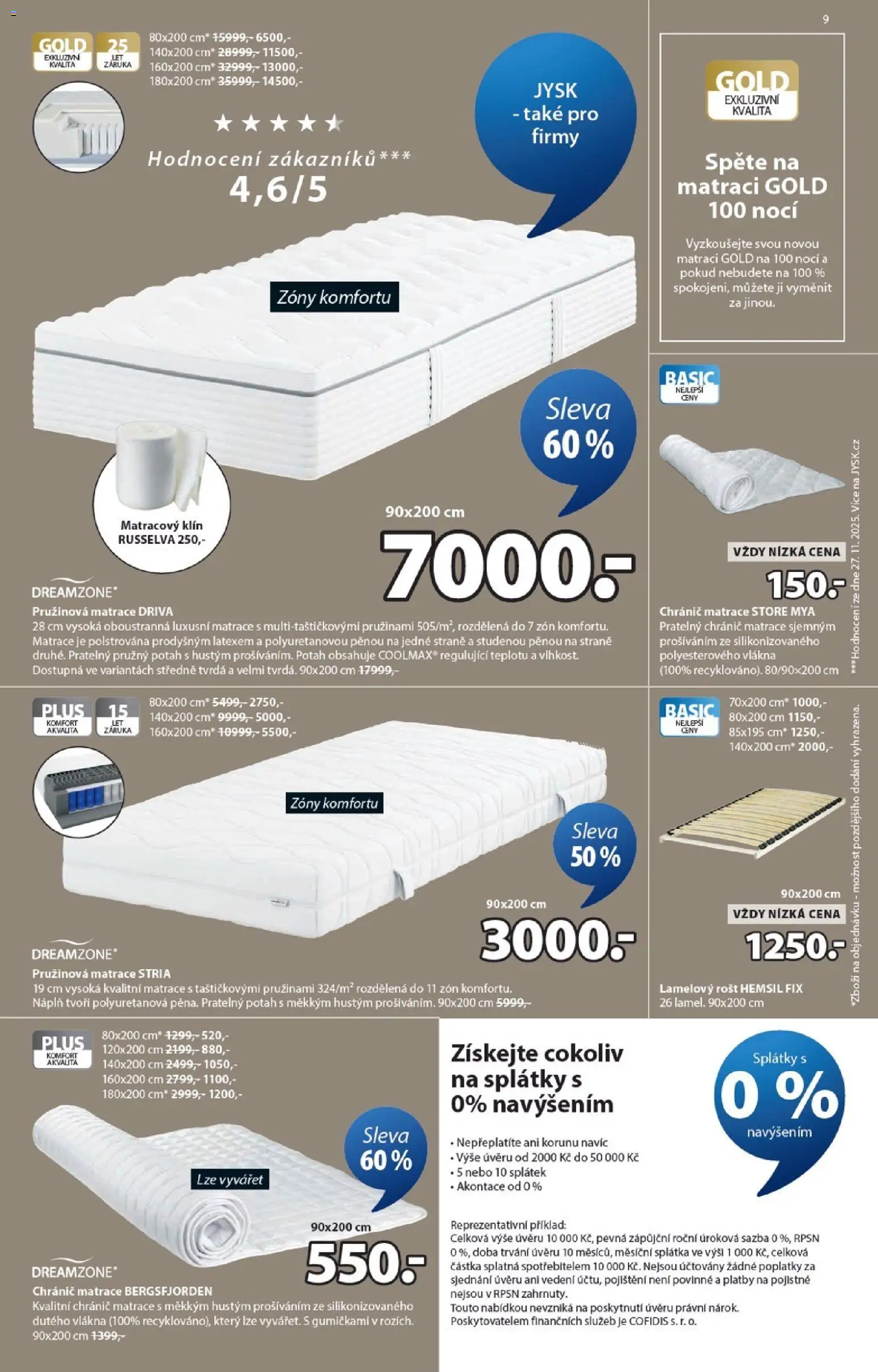 JYSK leták od 04.02.2026 | Strana: 9 | Produkty: Chránič matrace, Matrace, Rošt