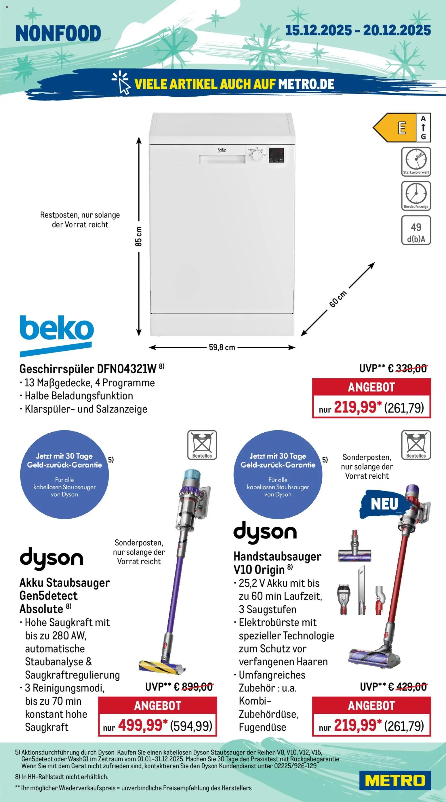 Metro Prospekt 	 – gültig ab 15.12.2025 | Seite: 19 | Produkte: Dyson, Geschirrspüler, Staubsauger, Klarspüler