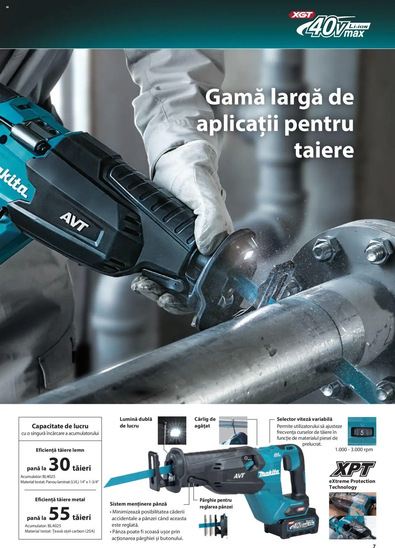 Makita catalog - Masini profesionale Makita XGT – valabil de la 20.06.2024 | Pagină: 7 | Produse: Țeavă
