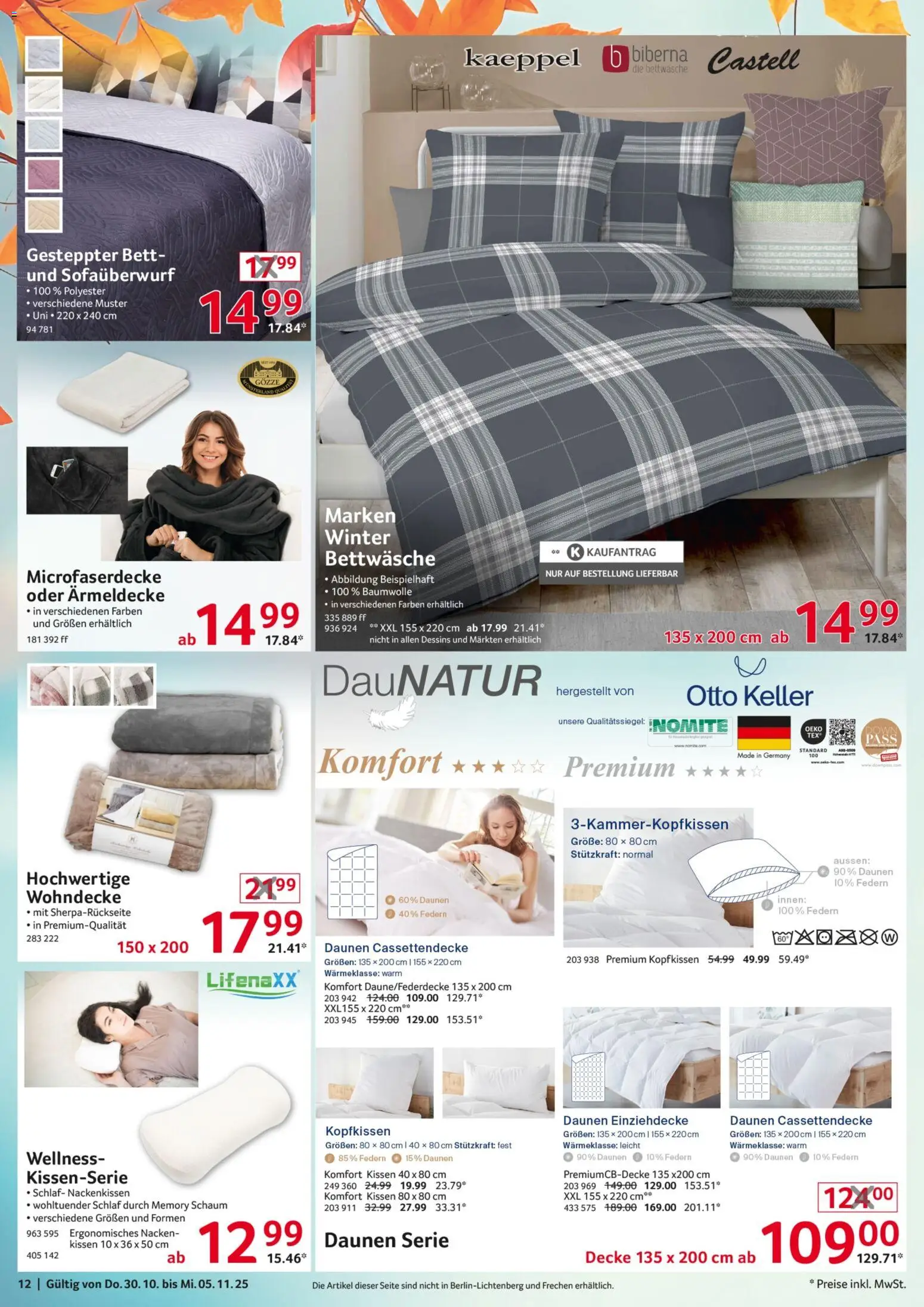 Selgros  Non Food – gültig ab 30.10.2025 | Seite: 12 | Produkte: Bett, Decke, Bettwäsche, Kopfkissen
