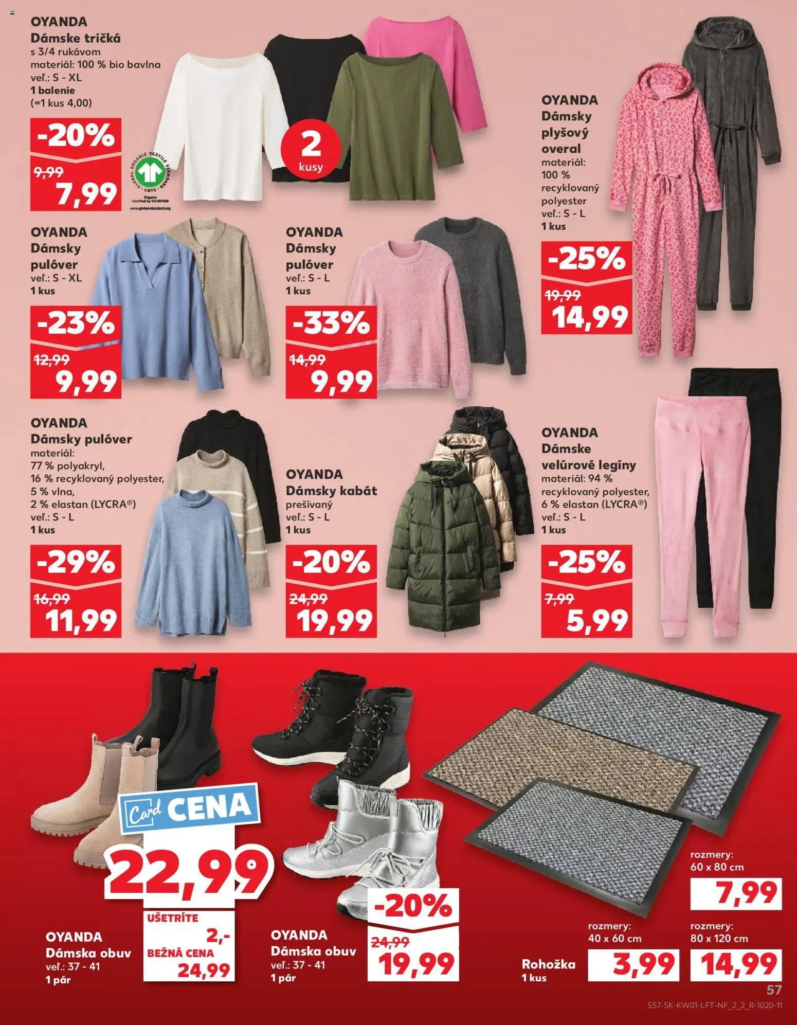 Nové Kaufland akcie – leták je platný od 02.01.2026 | Strana: 57 | Produkty: Rohožka, Kabát, Overal, Legíny