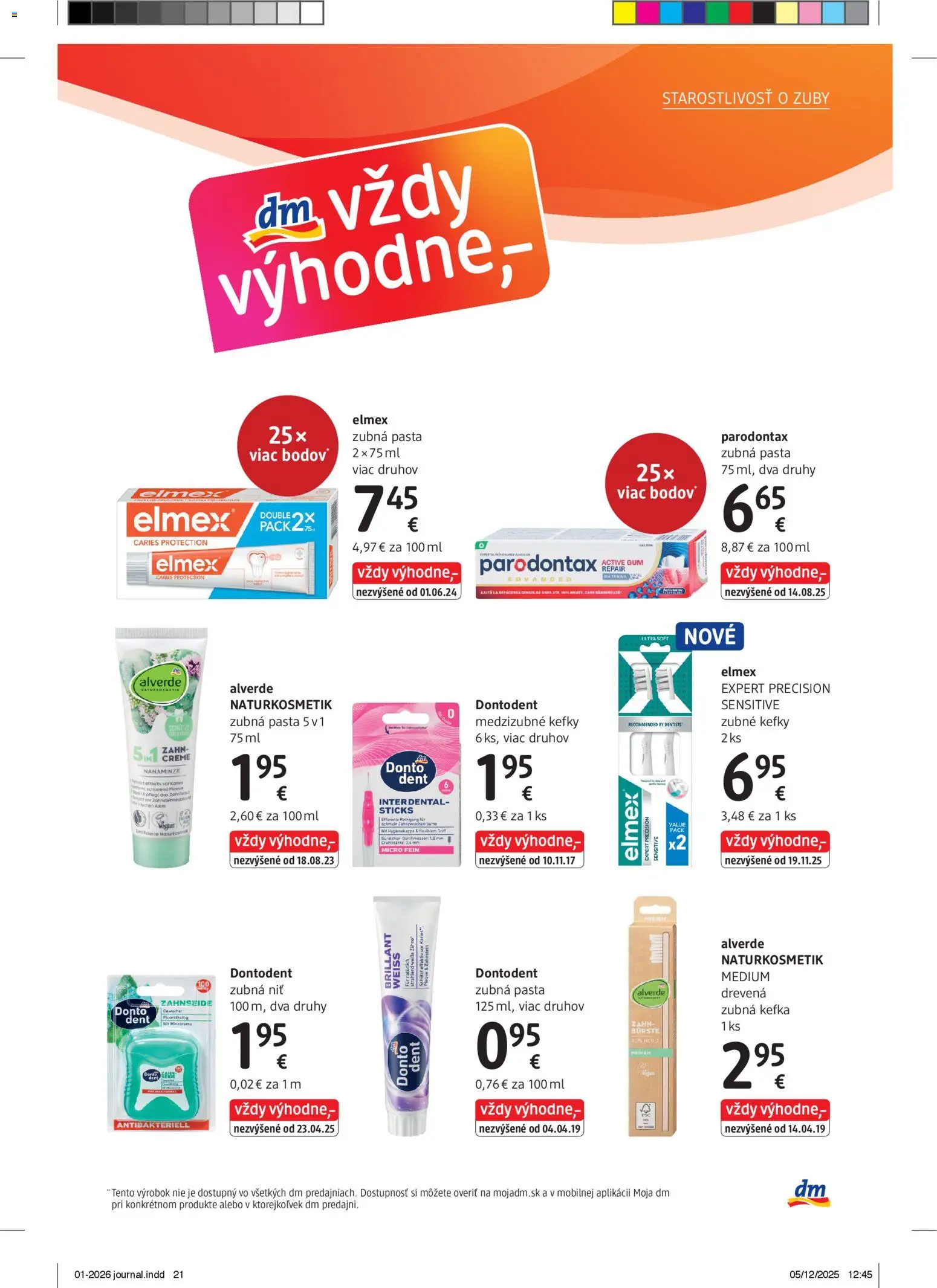 Nové dm drogerie akcie – leták je platný od 01.01.2026 | Strana: 21 | Produkty: Zubná kefka, Zubná pasta