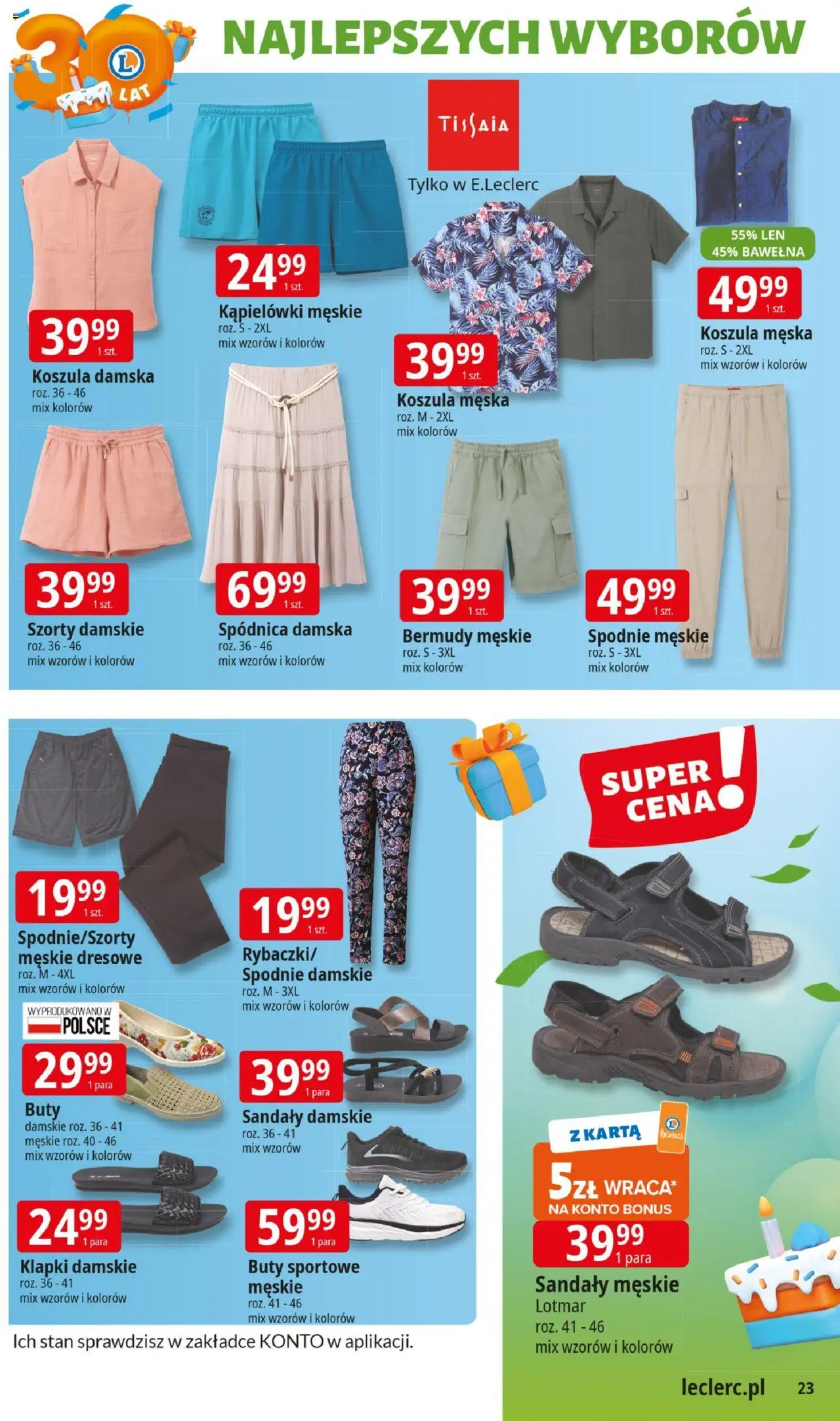 E.Leclerc Gazetka - Kłodzko od 10.06.2025 | Strona: 23 | Produkty: Szorty, Spodnie, Buty, Klapki