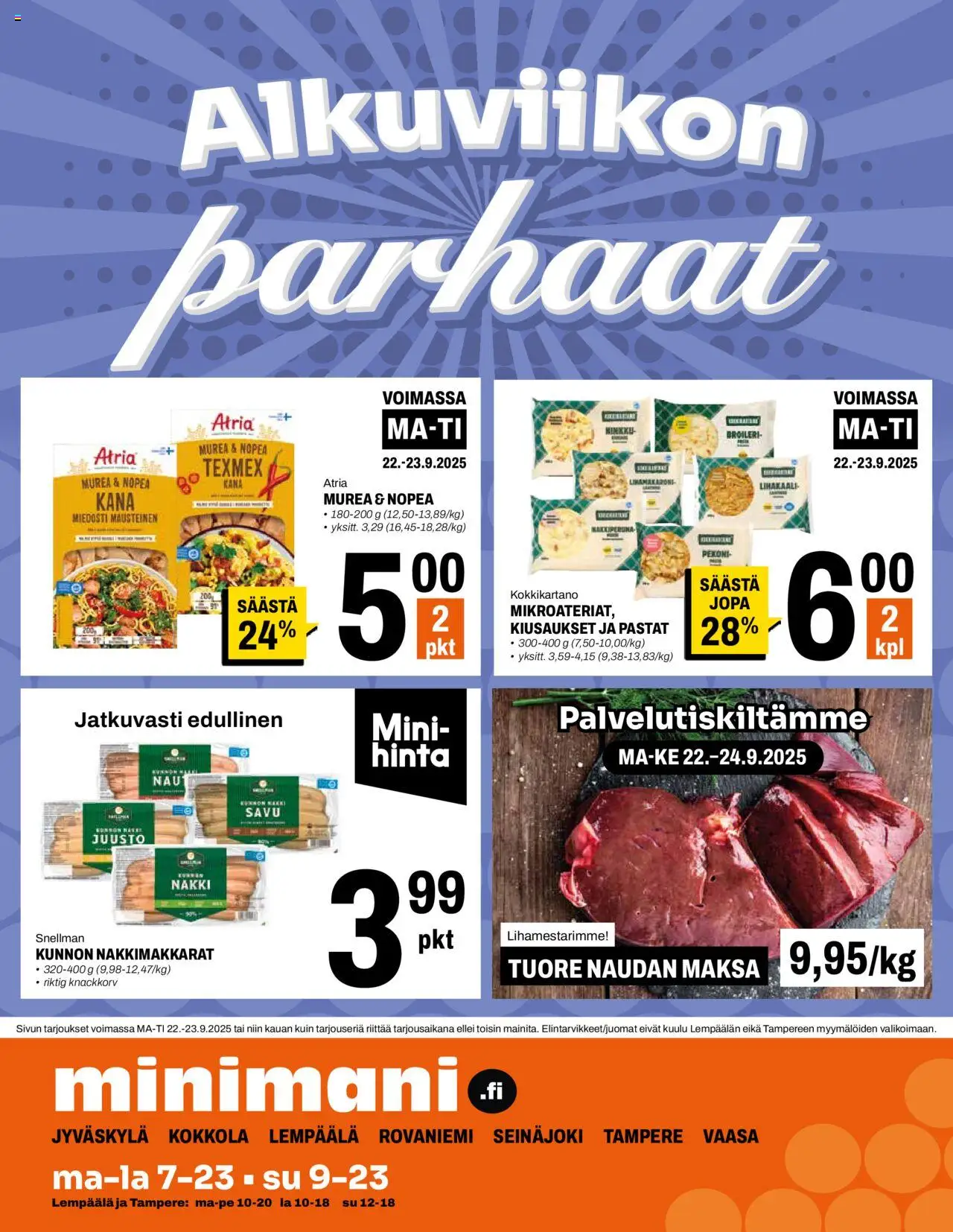 Minimani tarjoukset – voimassa 17.09.2025 alkaen | Sivu: 12 | Tuotteet: Kana, Juusto
