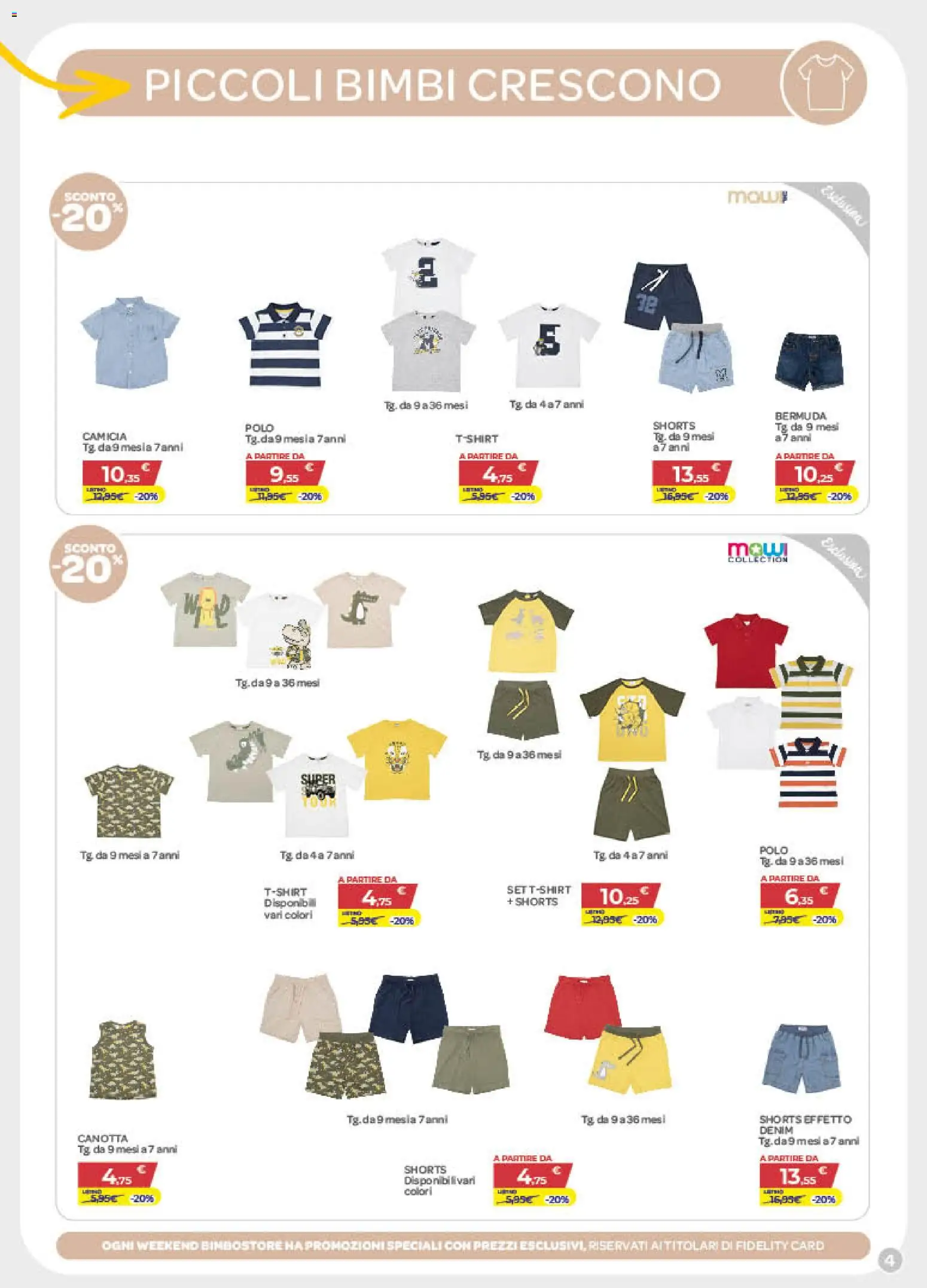 Volantino Bimbo store del 02.04.2026 | Pagina: 4 | Prodotti: Camicia, Canotta, Bermuda, Polo