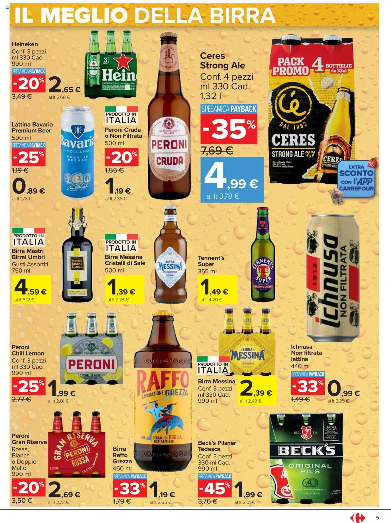 Volantino Carrefour del 07.08.2025 | Pagina: 5 | Prodotti: Tennent's, Birra, Ceres, Birra messina